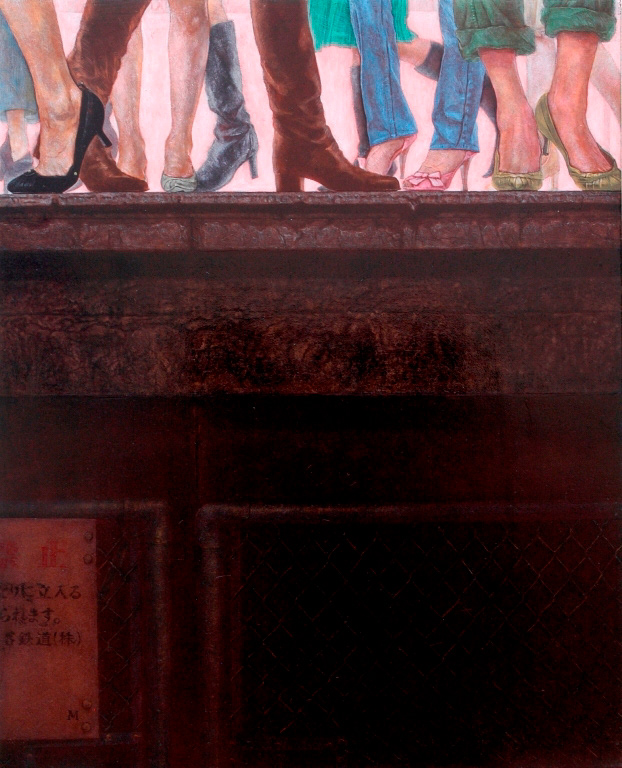 The platform Oil and tempera on panel canvas