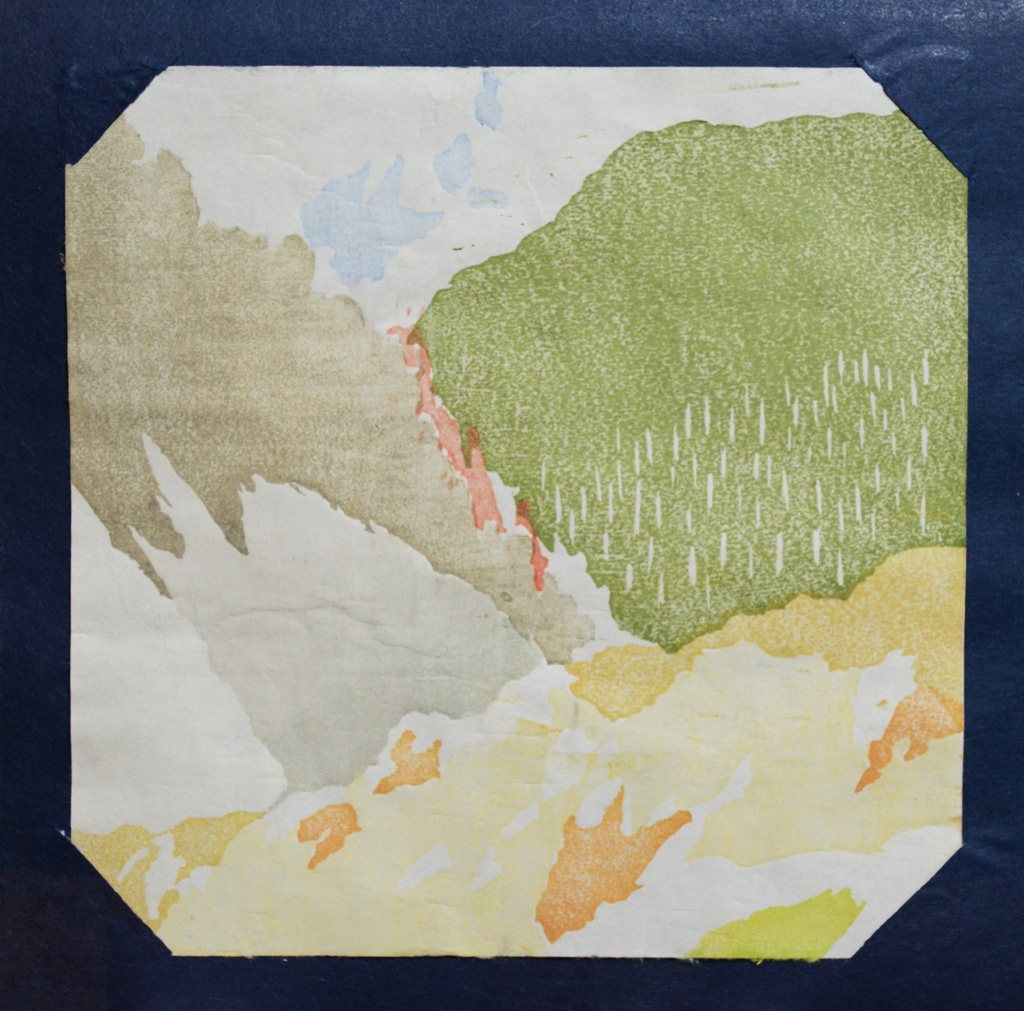 Alla cima della montagna 2011, Woodblock printing, 10 x 10 cm