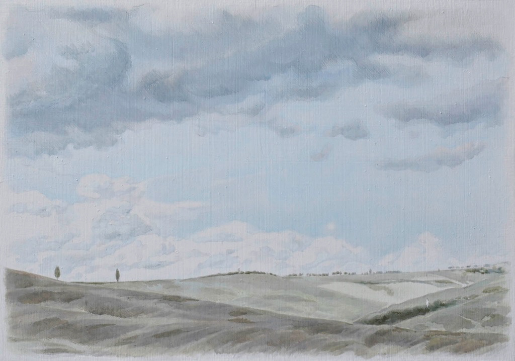 Shadows, 2019, egg tempera on gesso panel