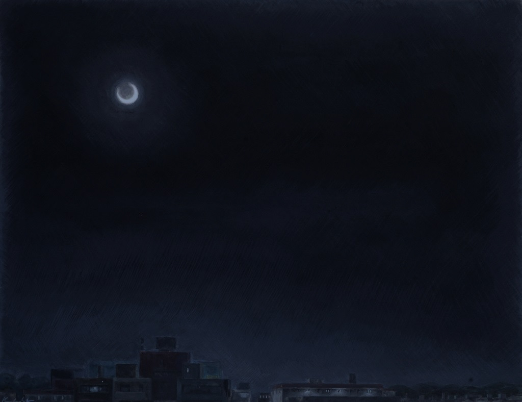 la notte sta arrivando (夜が来る), 2021, egg tempera on gesso canvas