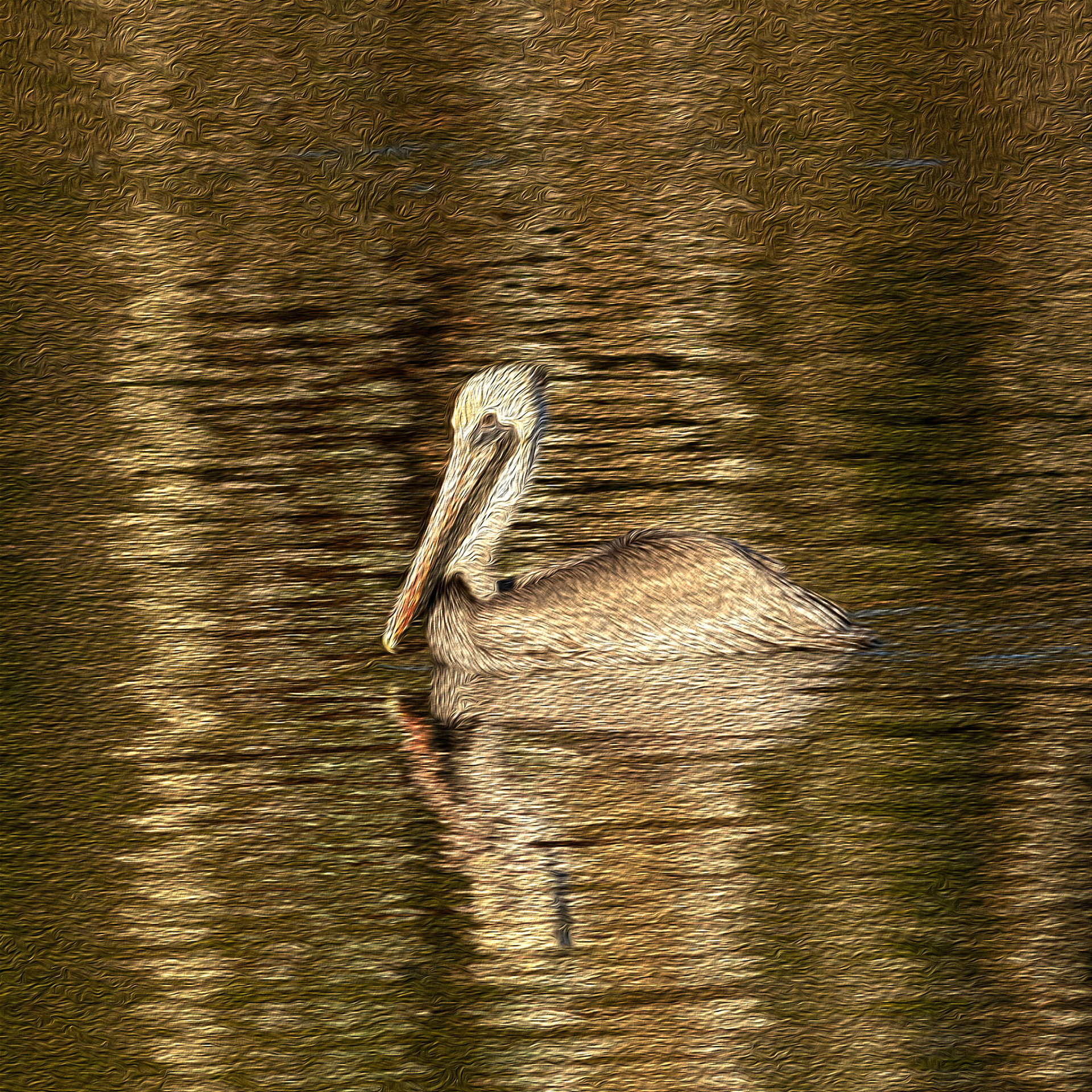 Oil painting 23, brown pelican, Sunset Beach, NC