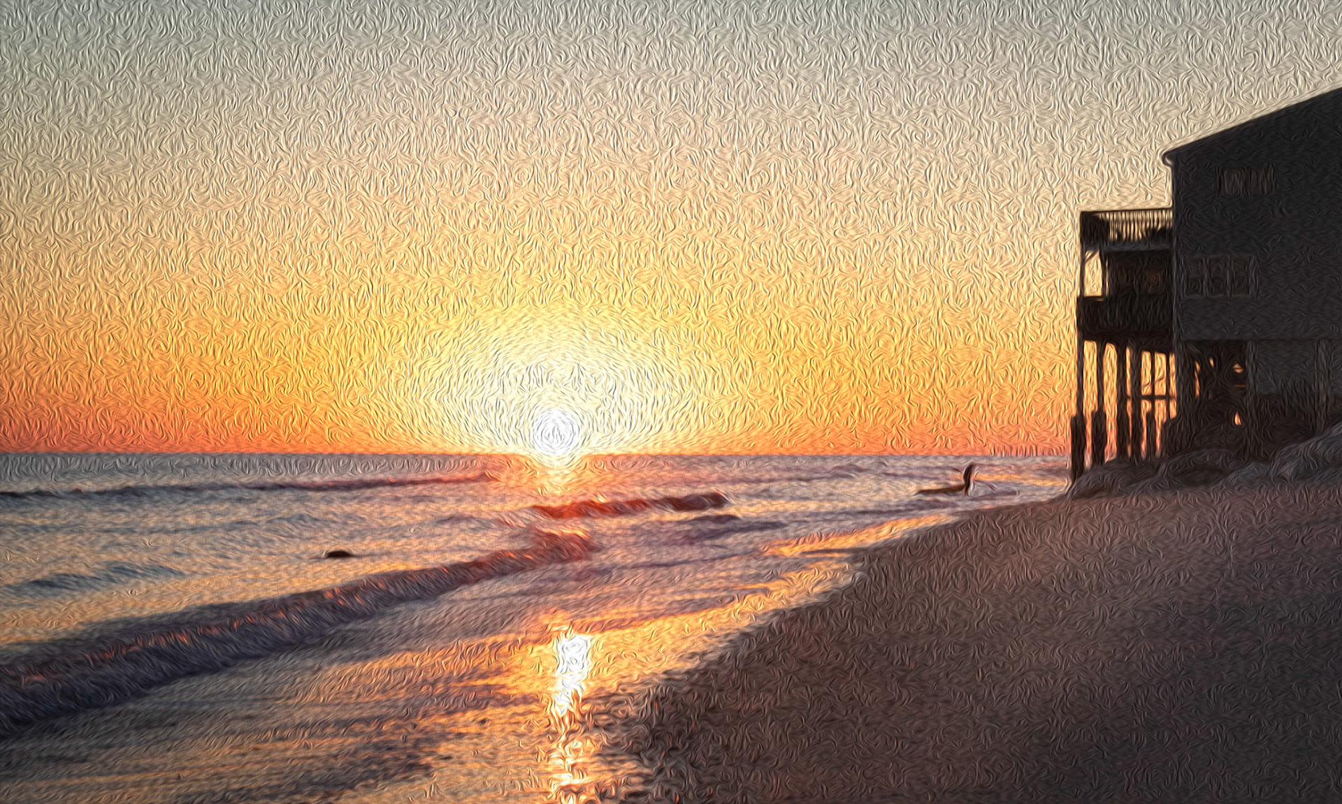 Oil Painting 6, Sunset, OIB east end