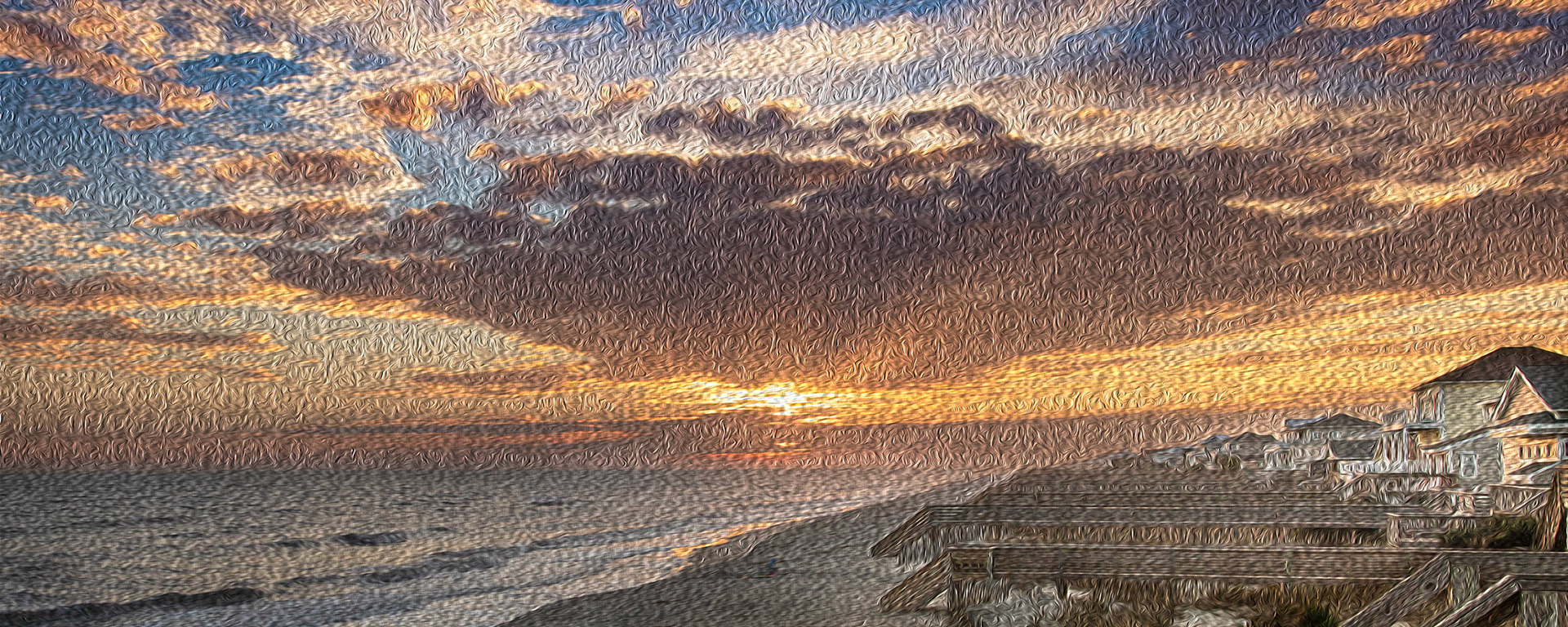 Oil Painting 8, Sunset, OIB east end