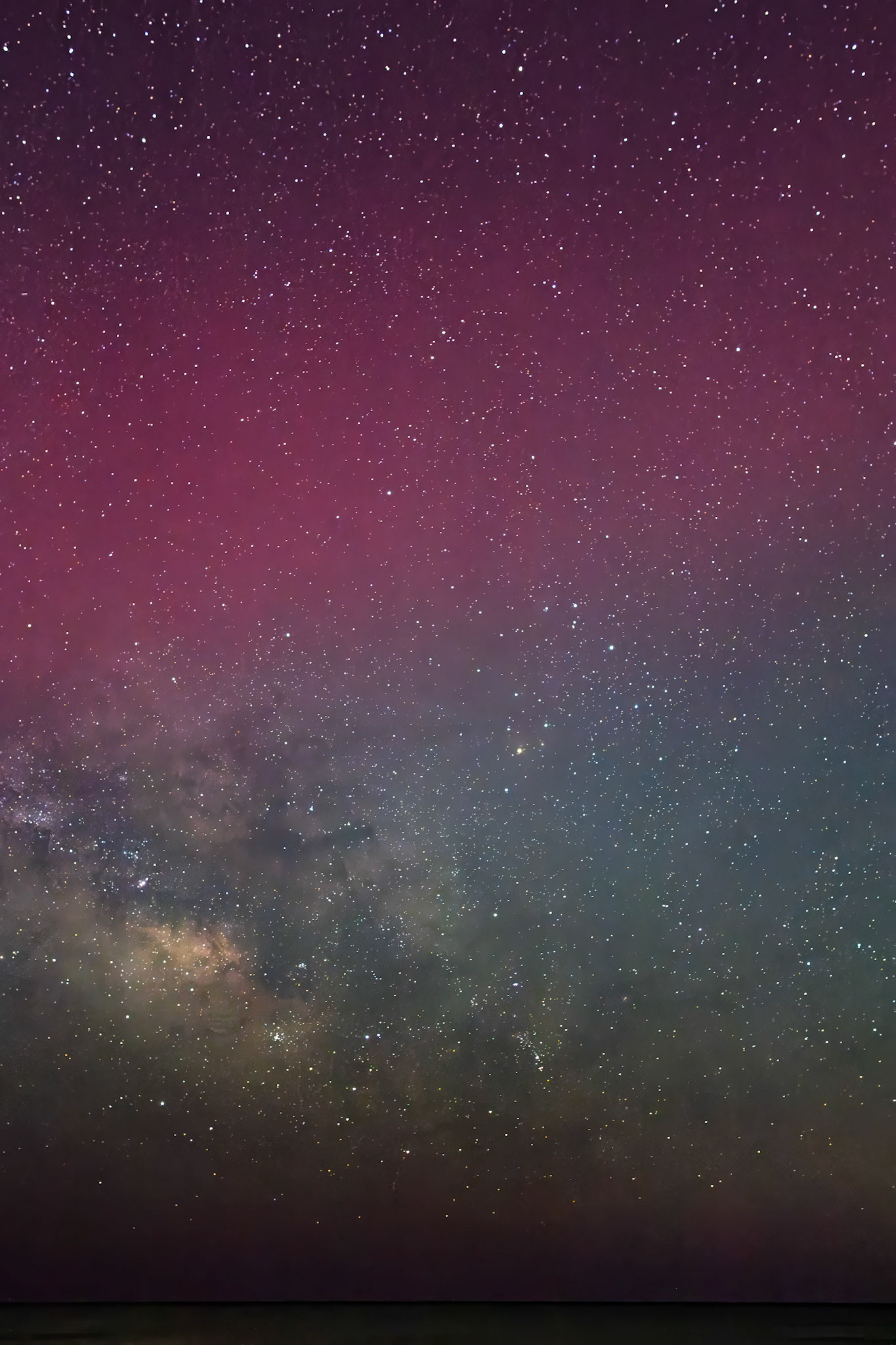 Northern Lights with Milky Way over Ocean 2, Portrait, Ocean Isle Beach