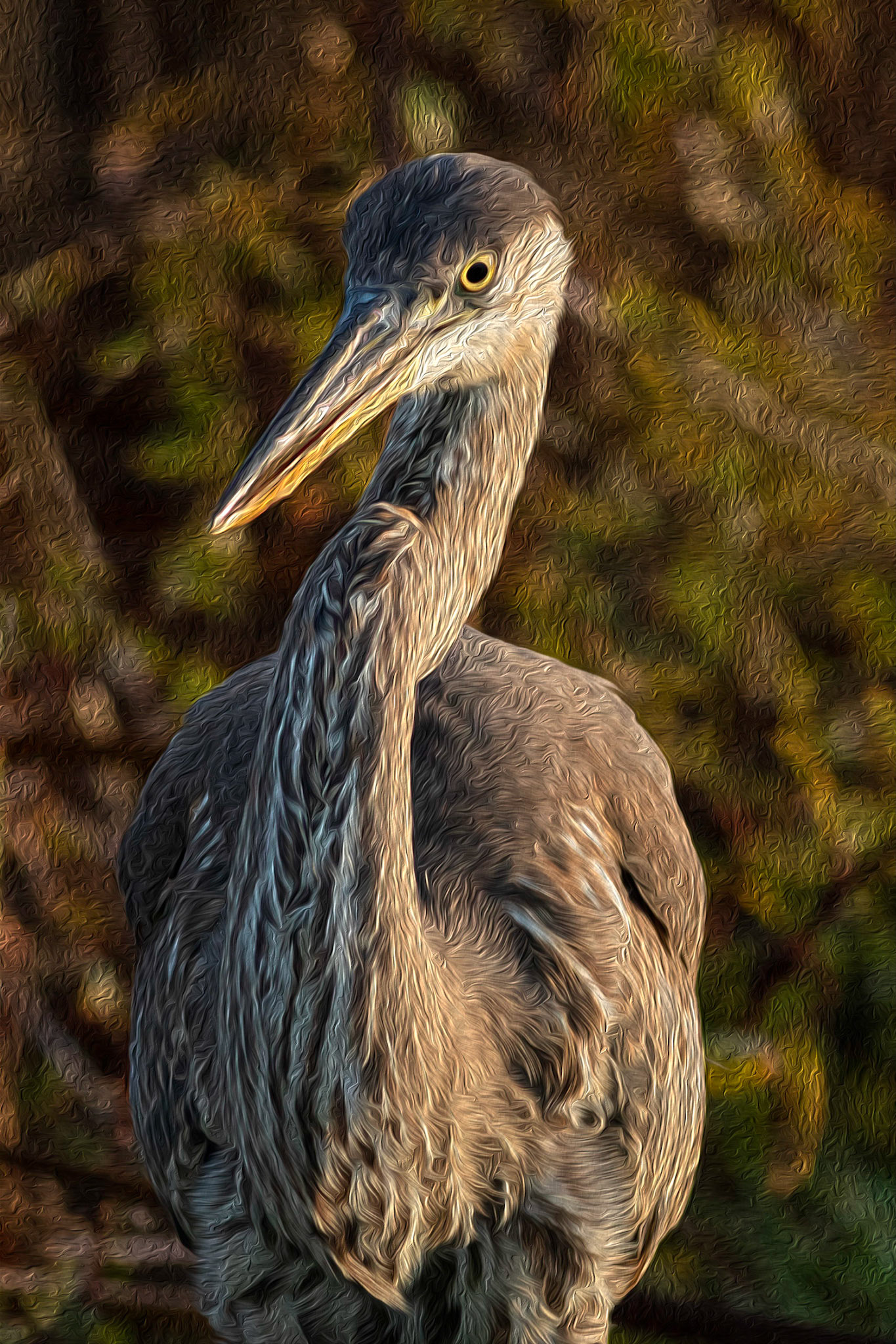 Oil painting 15,great blue heron, Sunset Beach, NC
