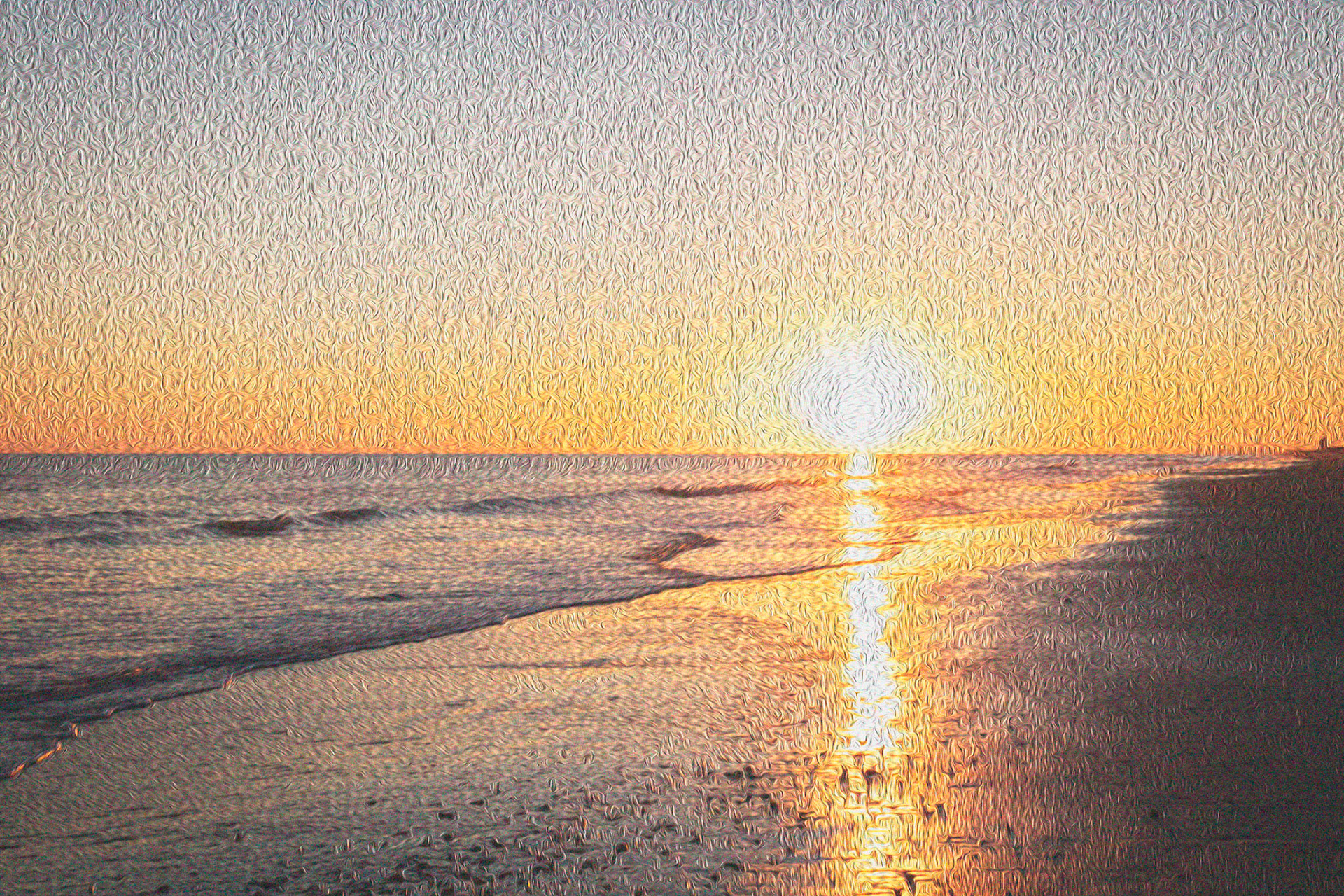 Oil Painting 5, Sunset, OIB east end