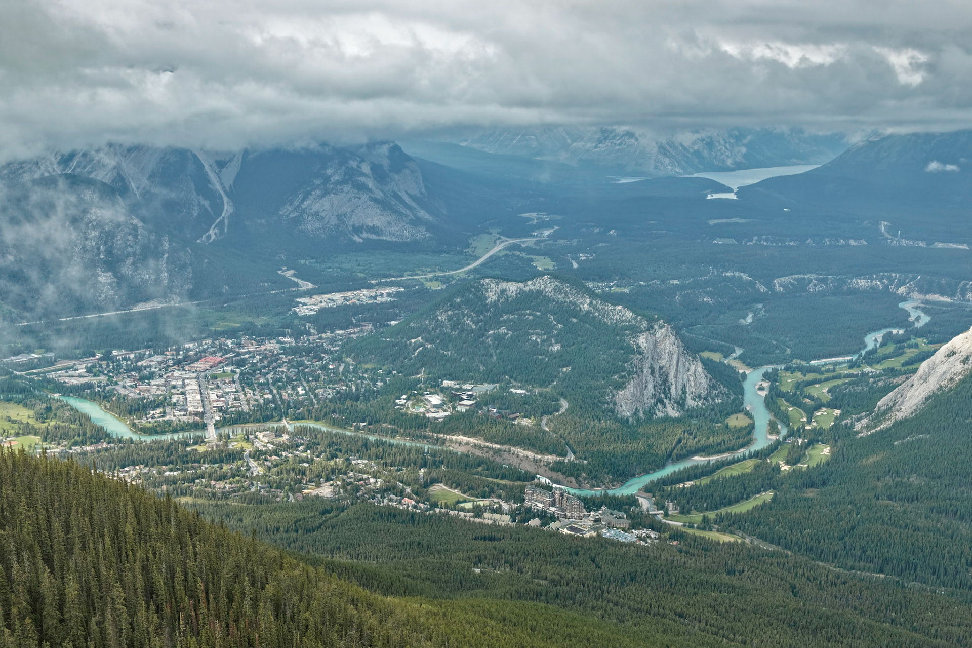 View from Banff Gondola 1, Banff Fairmont Springs Hotel