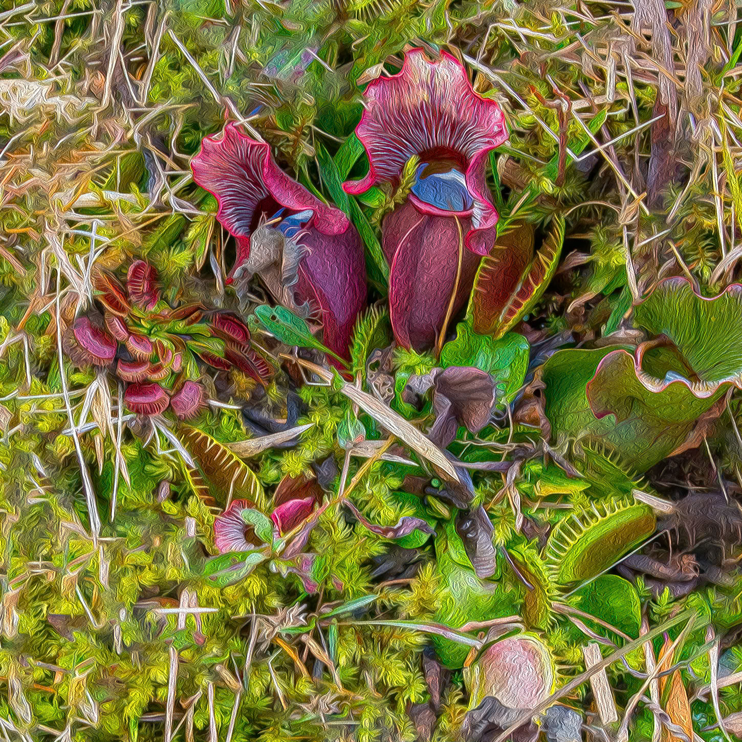 Purple pitcher plant 2 and venus flyrap, Piney Ridge Nature Preserve