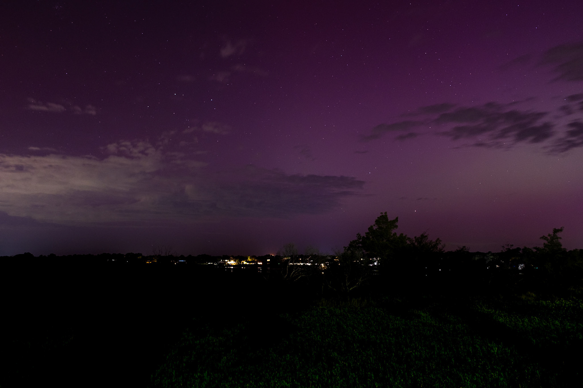 Northern Lights with setting moon 7, Ocean Isle Beach Lee Street