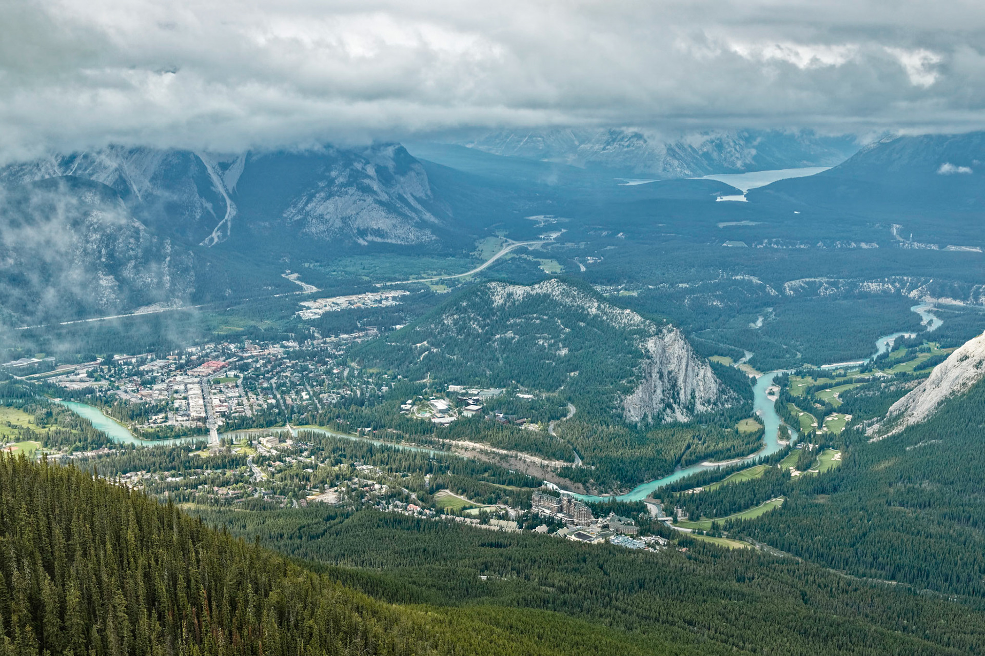 View from Banff Gondola 1, Banff Fairmont Springs Hotel