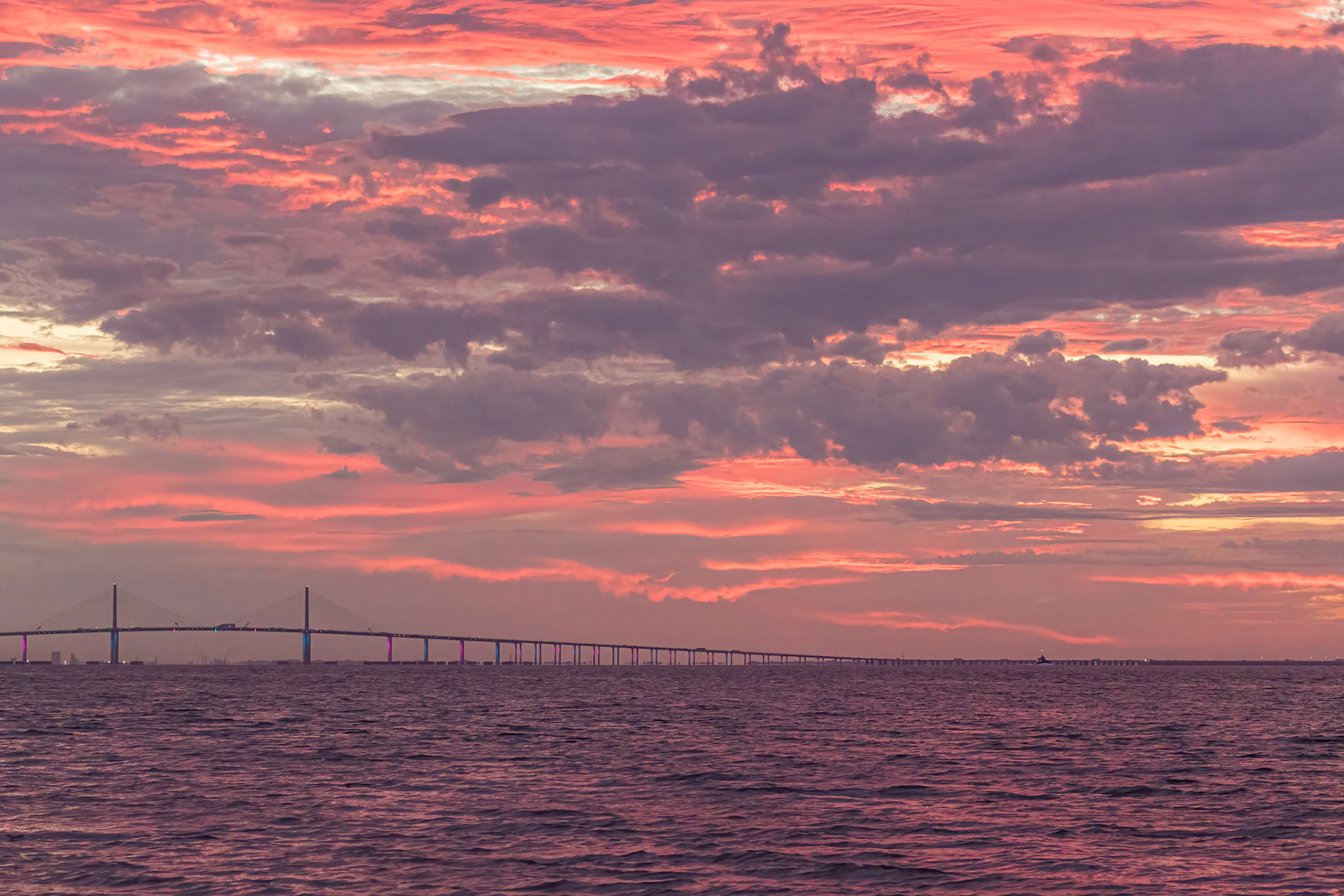 Sunshine Skyway Bridge at sunrise 1, Tampa Bay Area