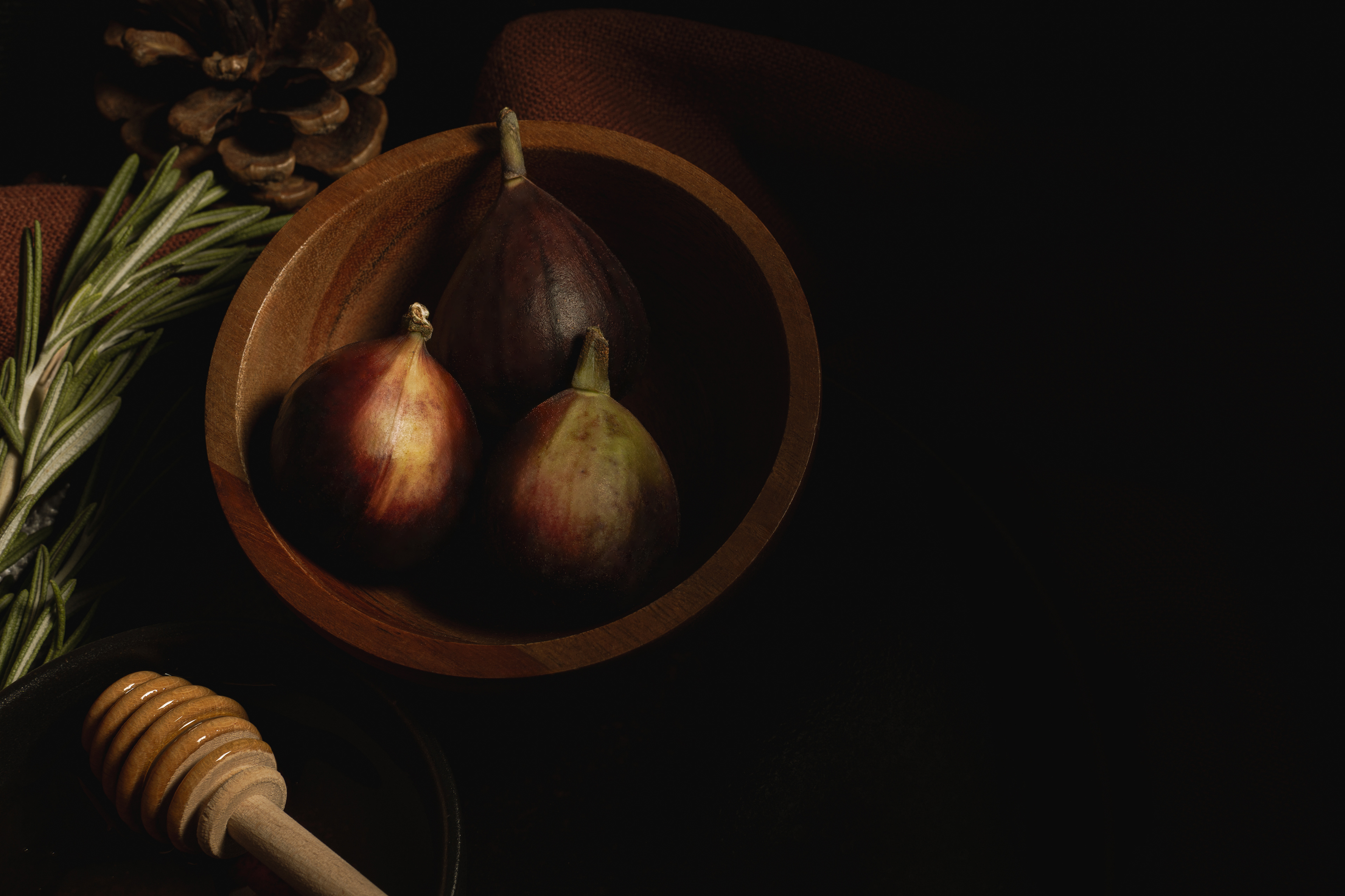 Fresh Figs with Rosemary and Honey Rustic Autumn Moody Still Life