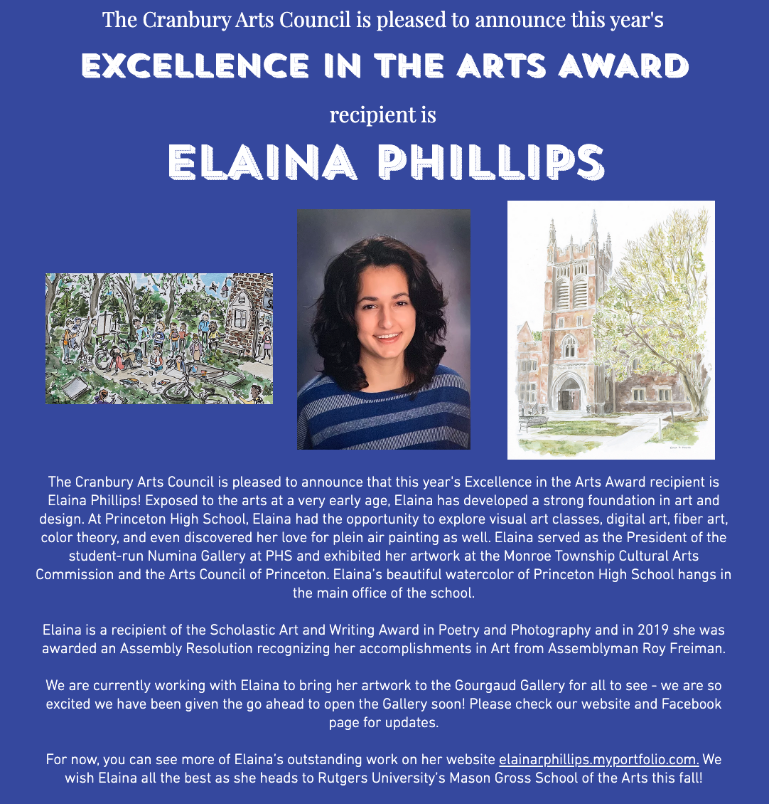 Cranbury Arts Council Excellence In the Arts Award