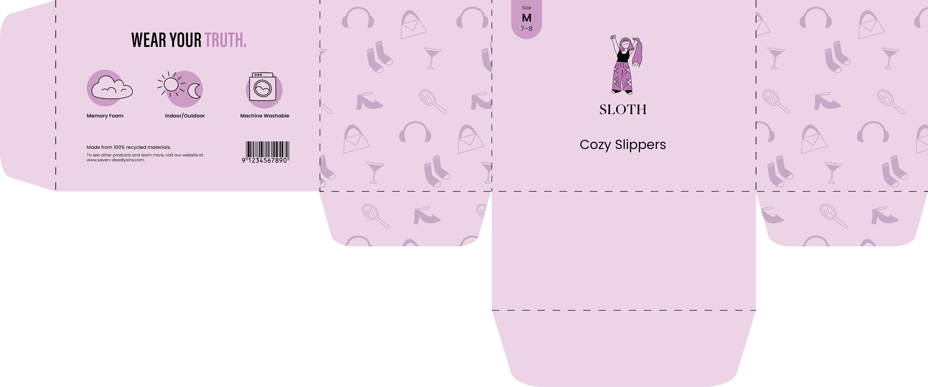 Slippers Box Sleeve Dieline