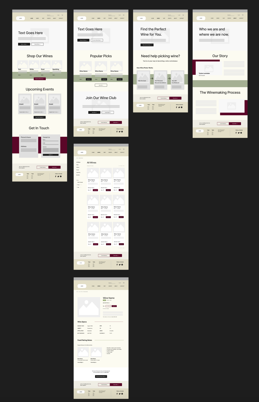 Desktop Wireframes