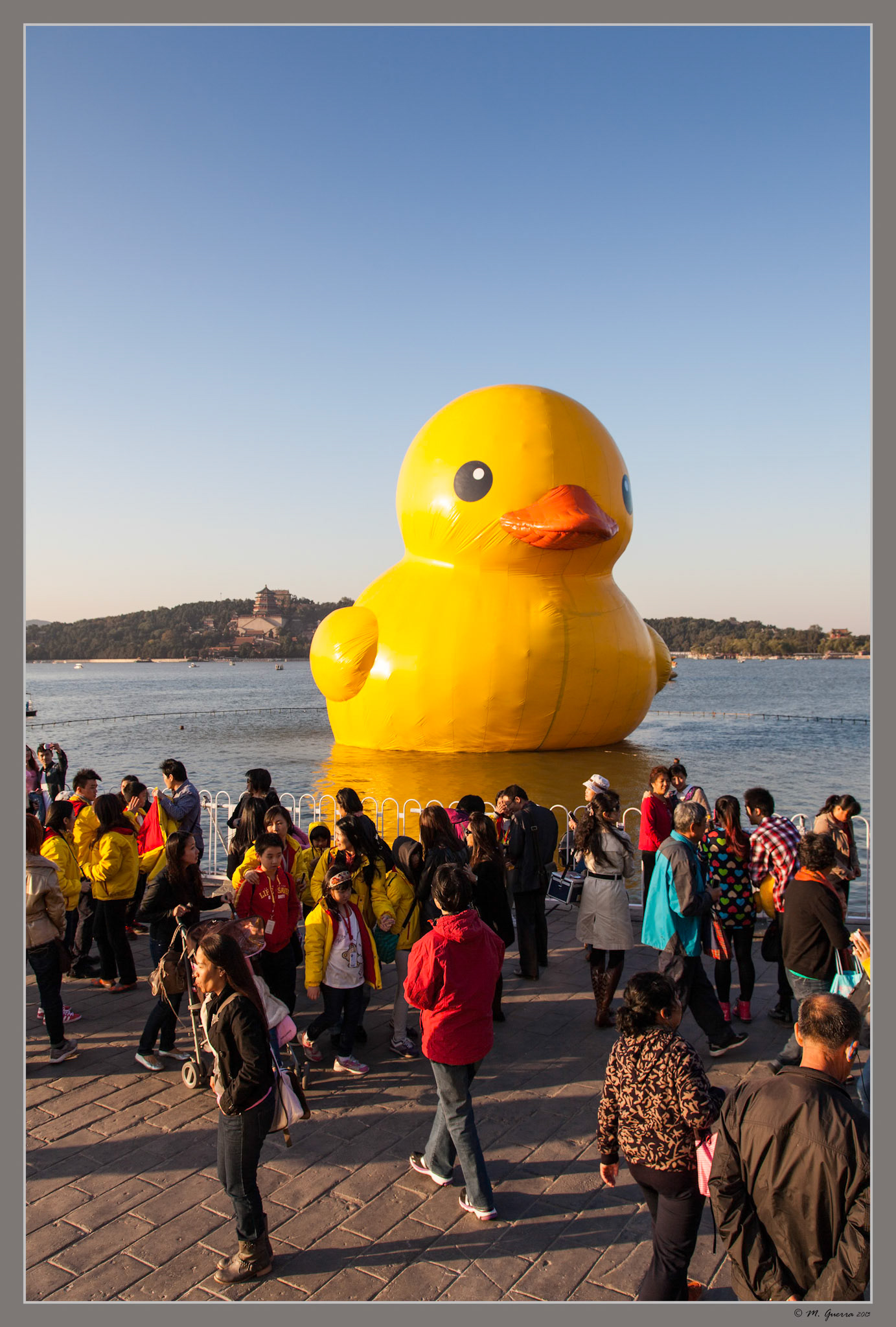 Un pato hinchable gigantesco en el lago Kunming en Beijing. Ampliar