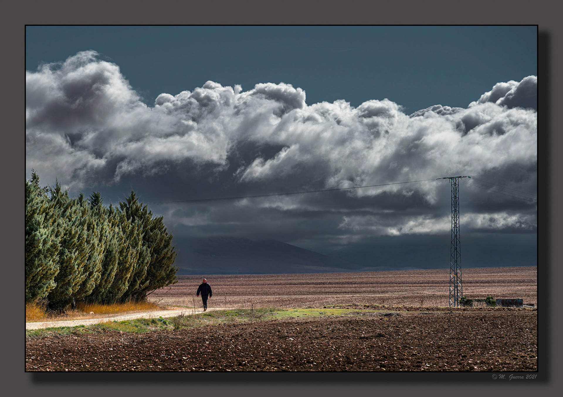 Hombre paseando por el campo en Maderuelo