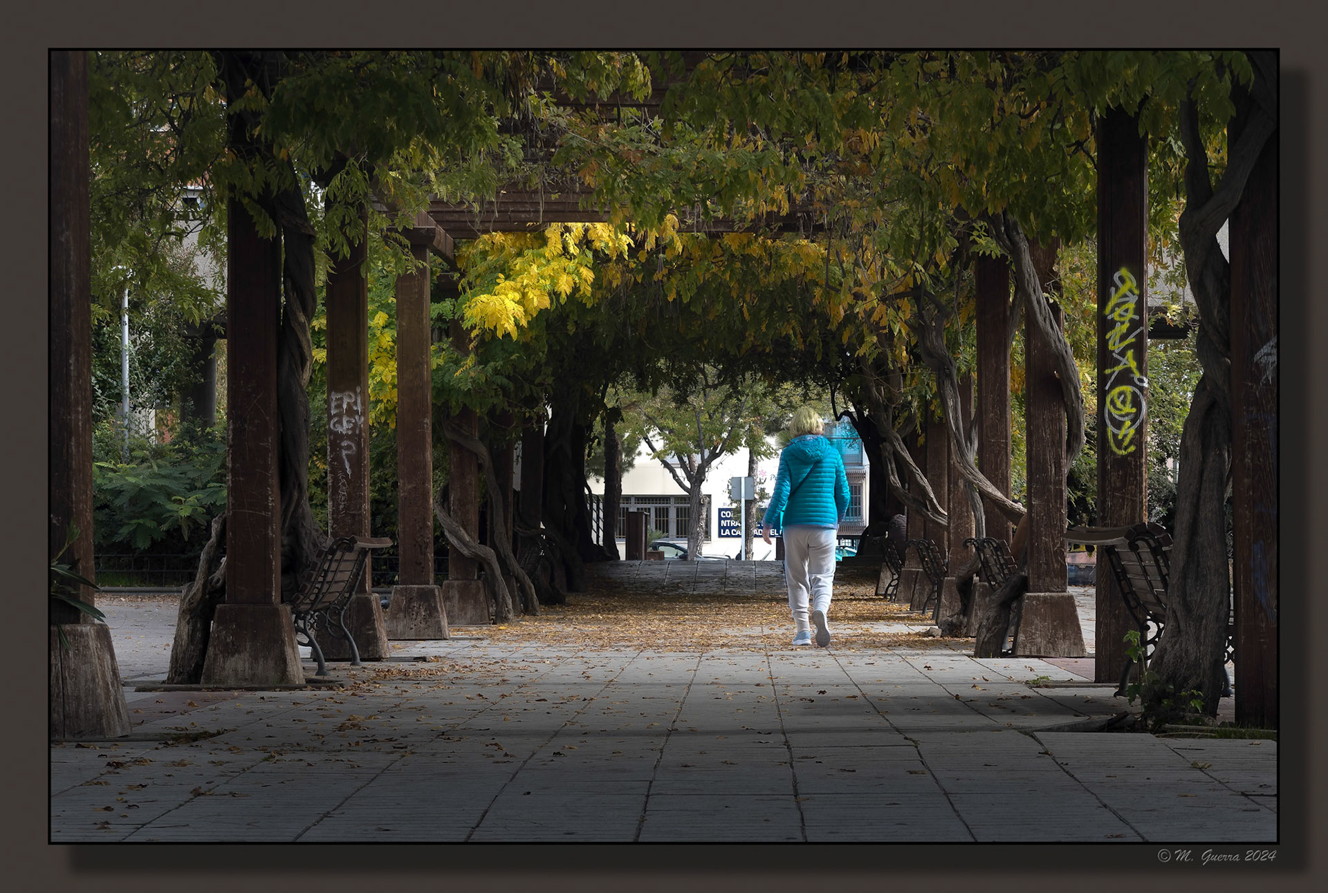 Mujeres paseando por un parque de Pueblo Nuevo
