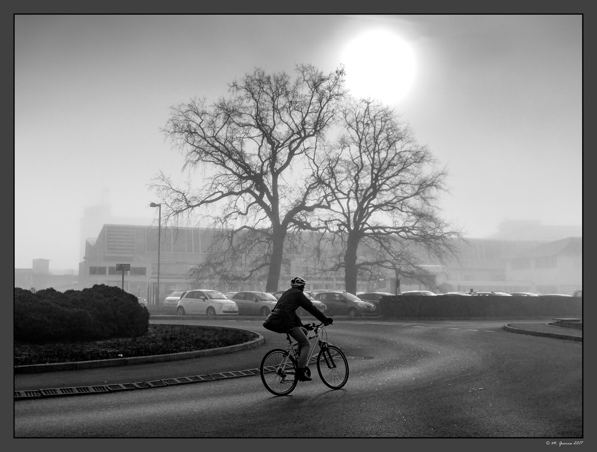 Una bicicleta con niebla en el CERN. Ampliar. 100ASA