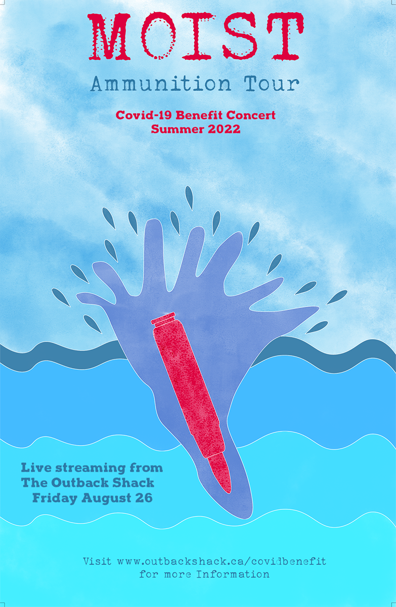 Bullet splashing into water for a Moist Relief Concert