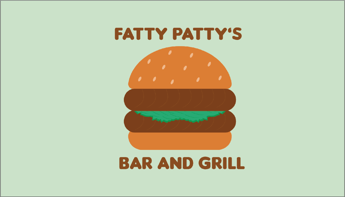 Front of business card for Fatty Patty's Bar and Grill