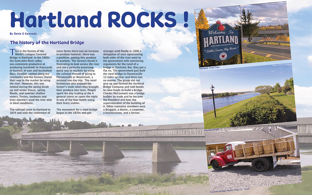 Magazine page of Hartland New Brunswick with photos