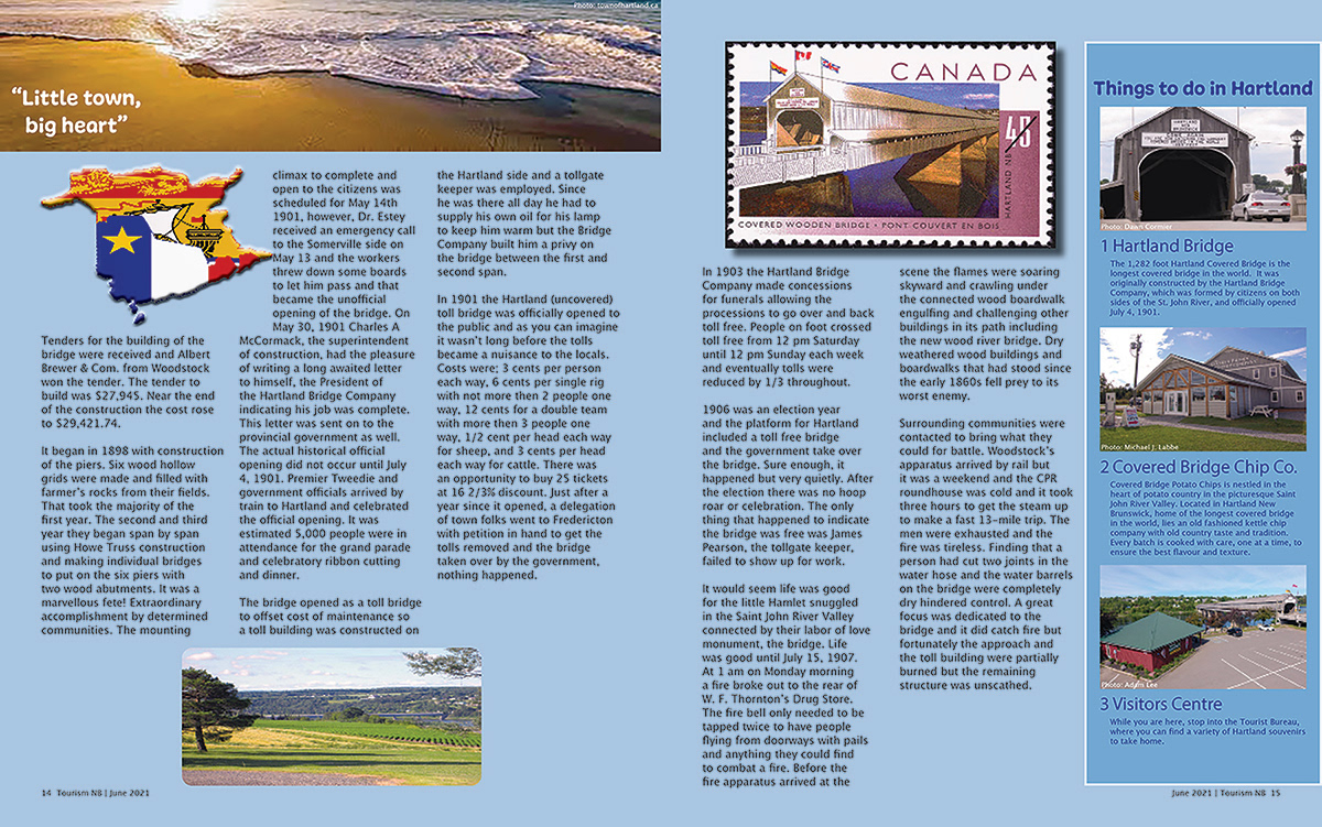 Magazine page of Hartland New Brunswick with photos