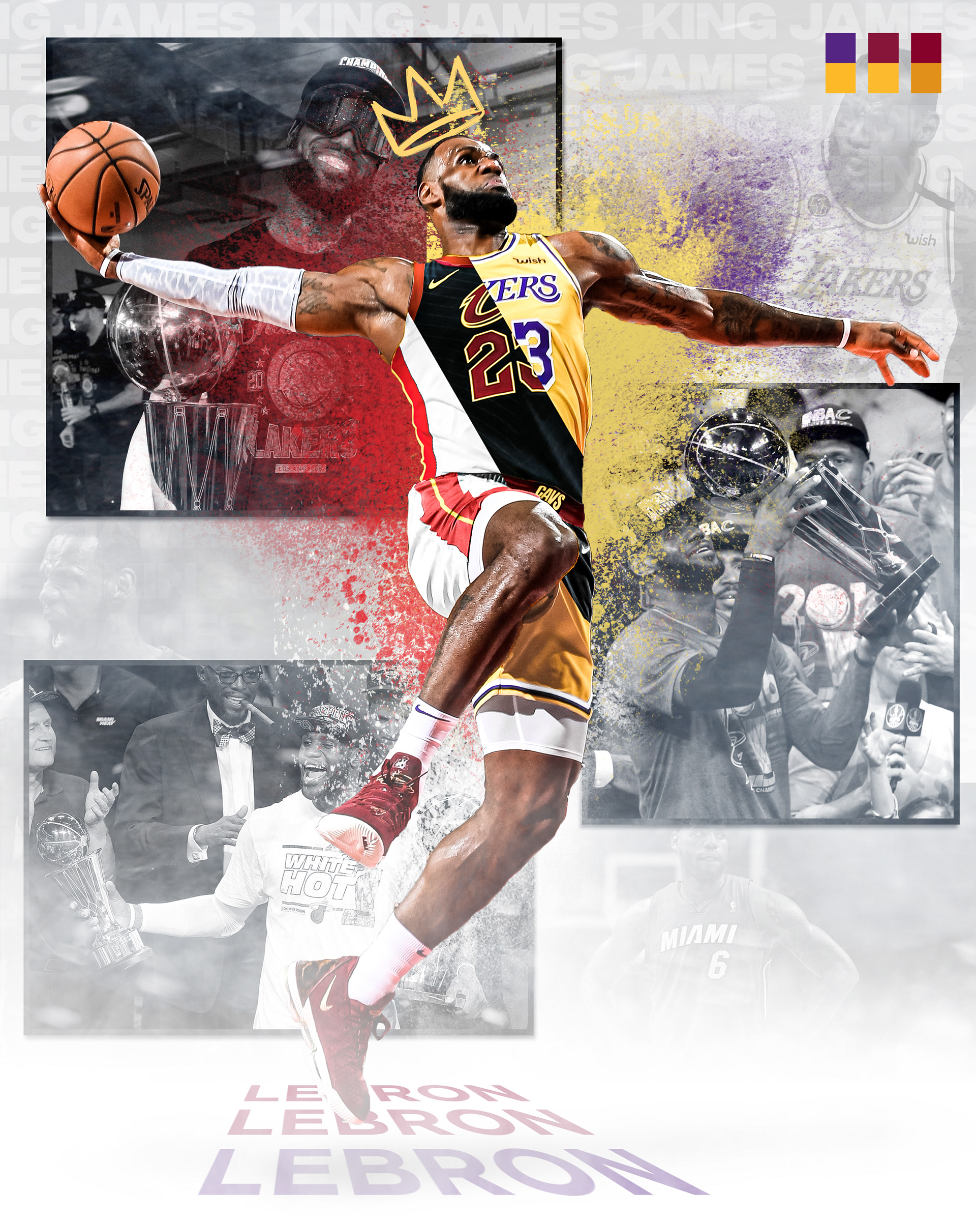 Lebron James 3-Team Championship Design