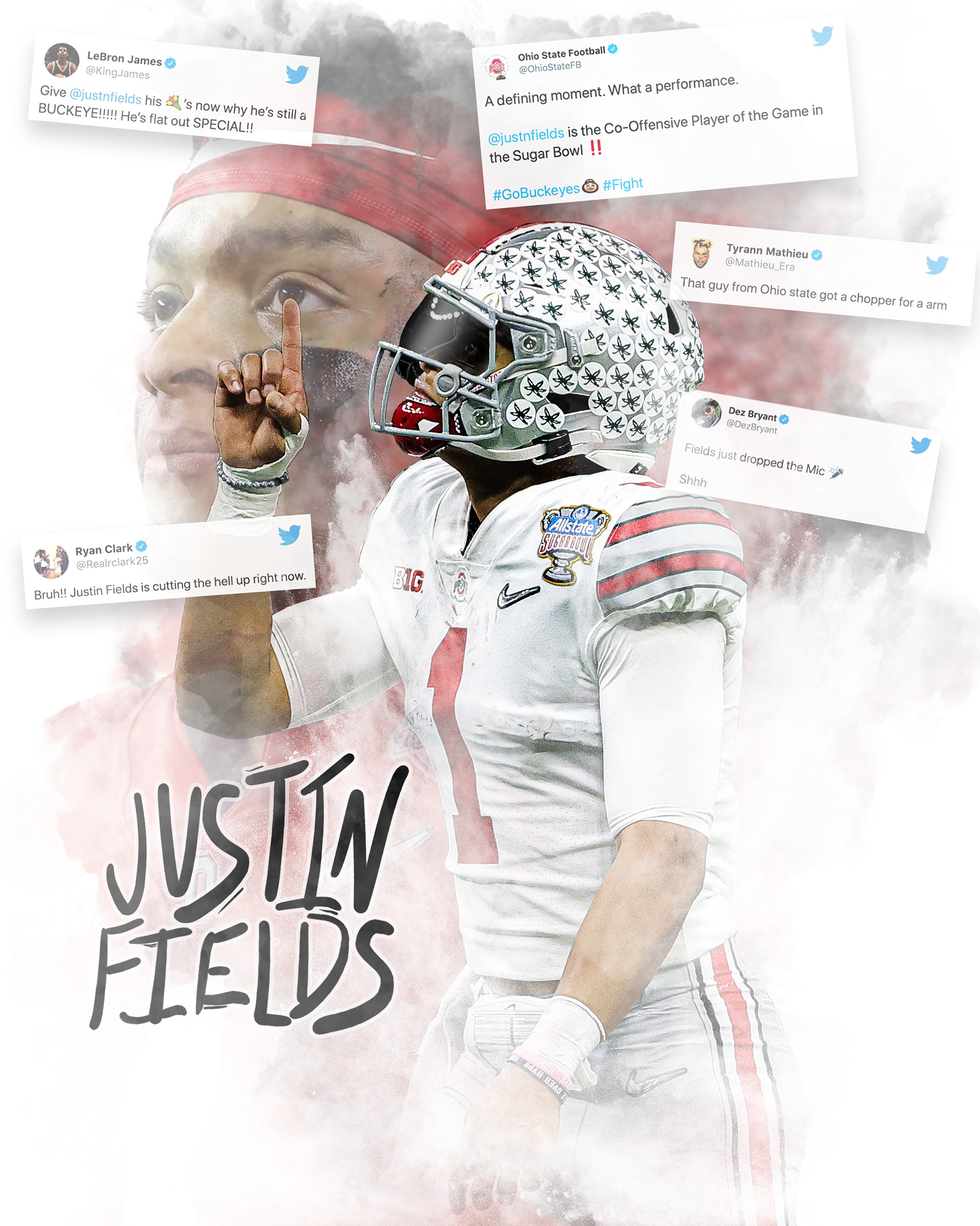 Justin Fields Rose Bowl Design