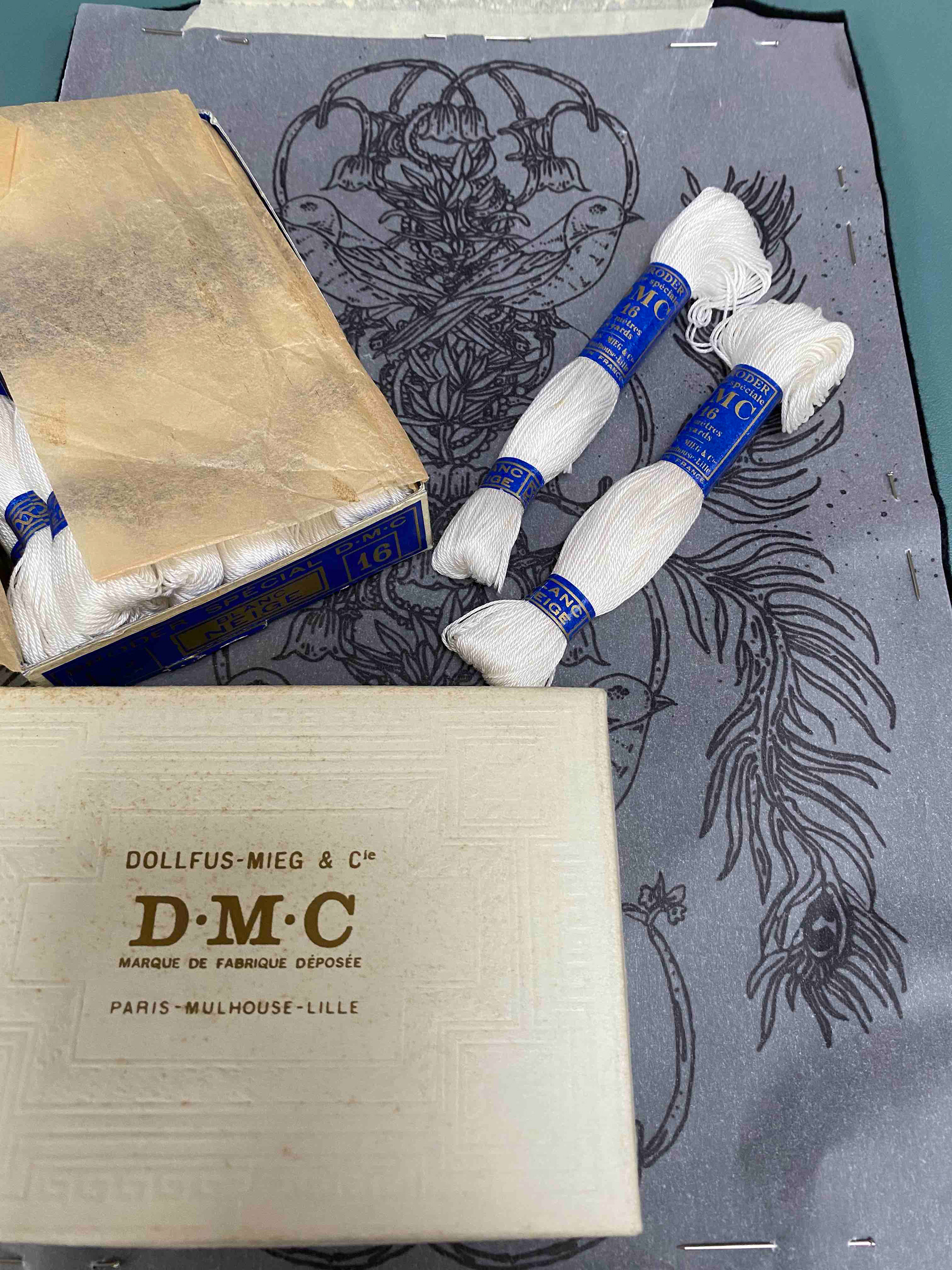 Antique DMC embroidery thread piece
