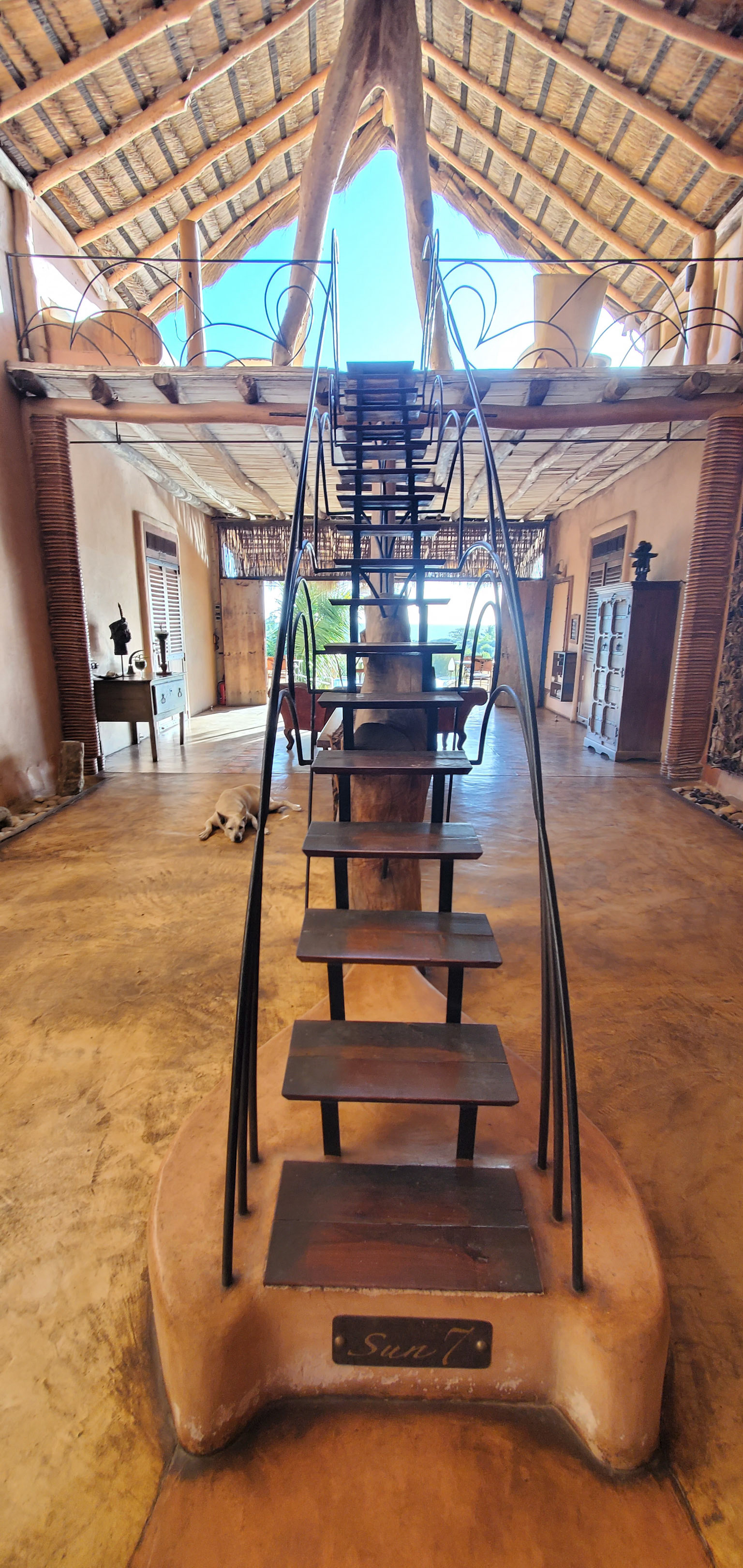 Everything about Bakuba Lodge was unique. Every room was different. These stairs led up to an upper level dining and relaxation level. 
