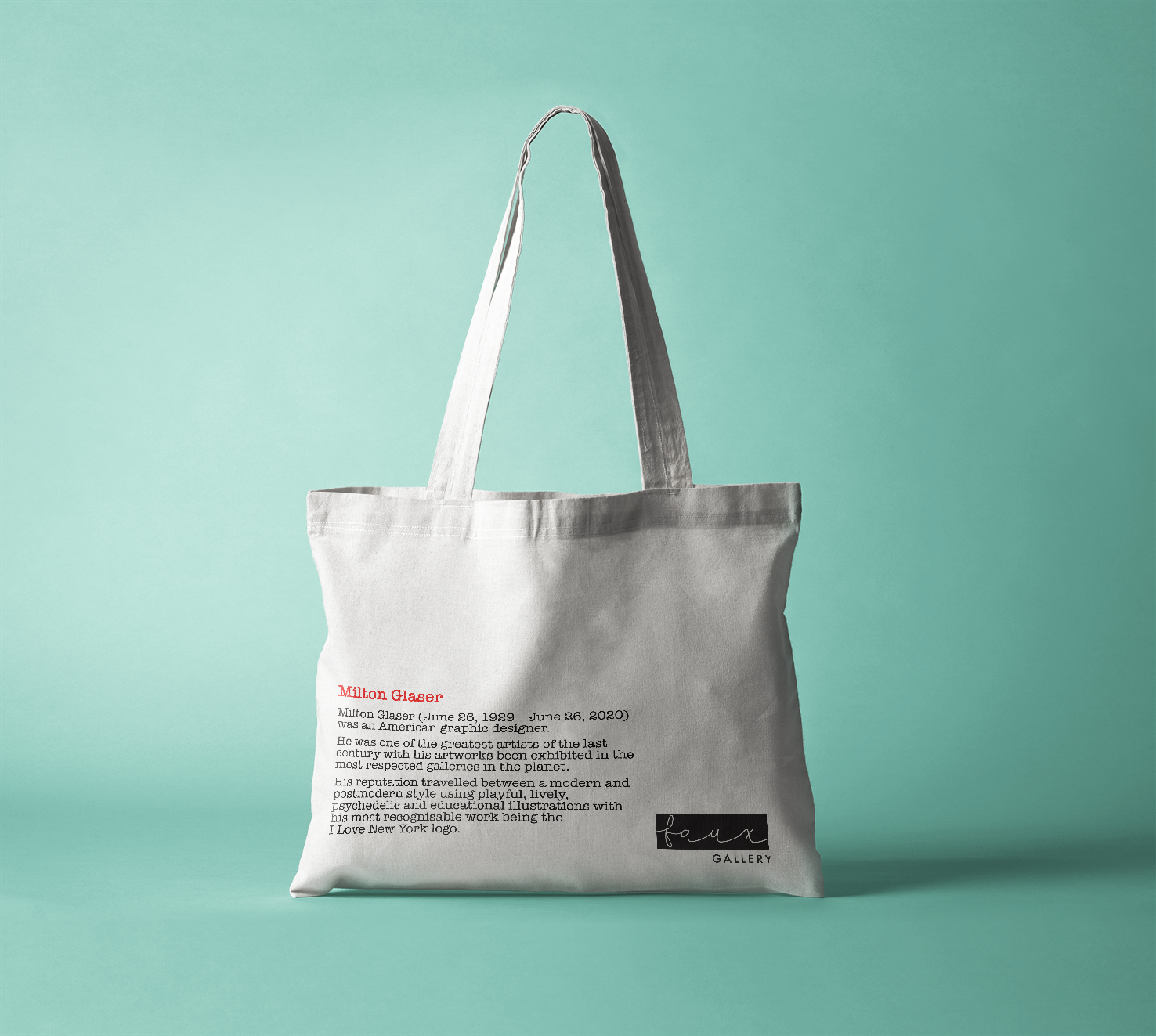 Final art on a tote bag - back