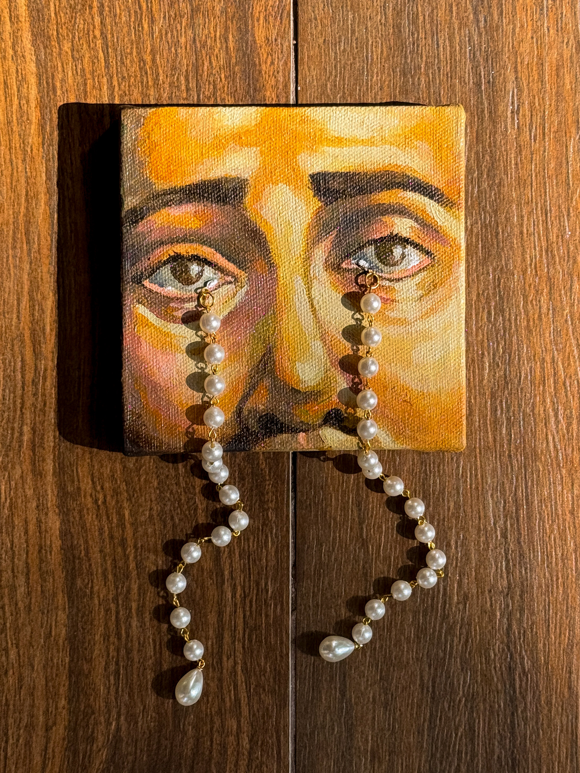 Lightmaker (Acrylic and wire-strung pearls on canvas), 2026