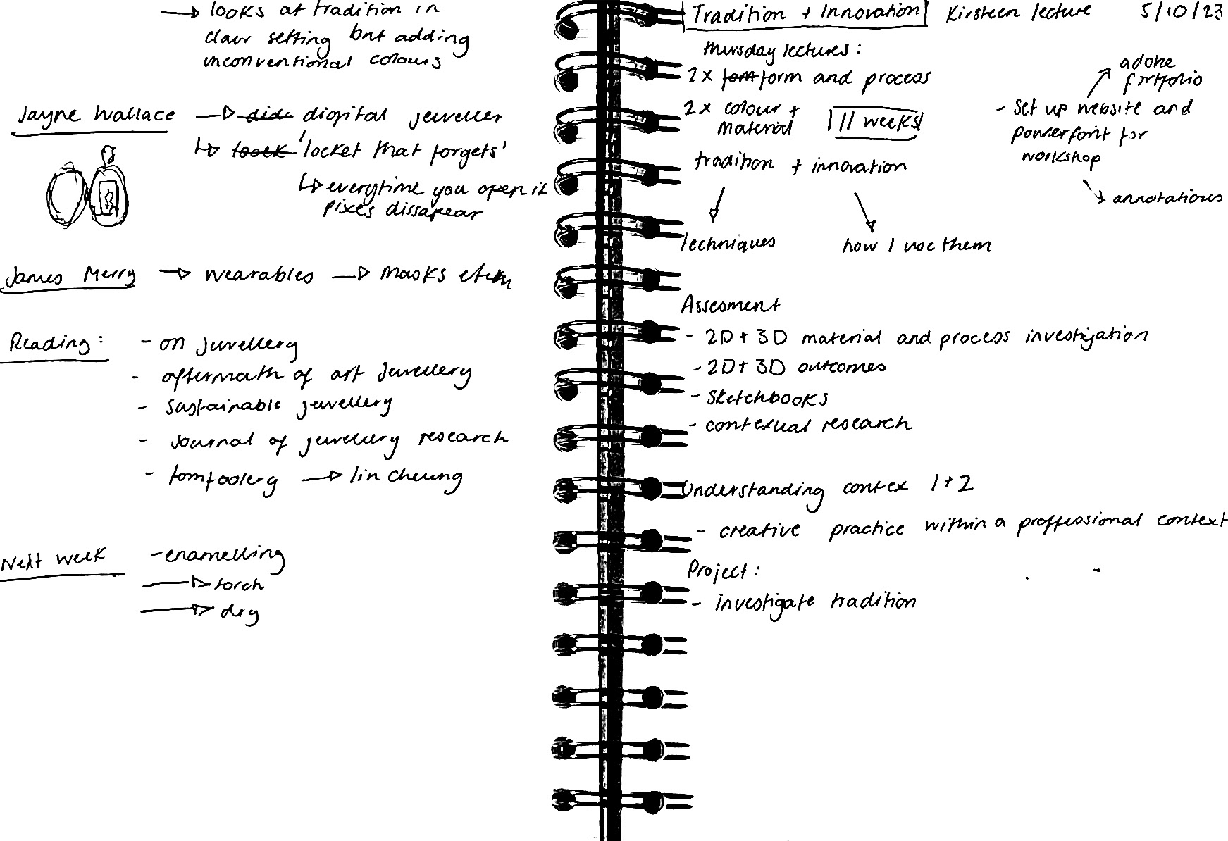 Mark jewellery session notes + Tradition and Innovation brief