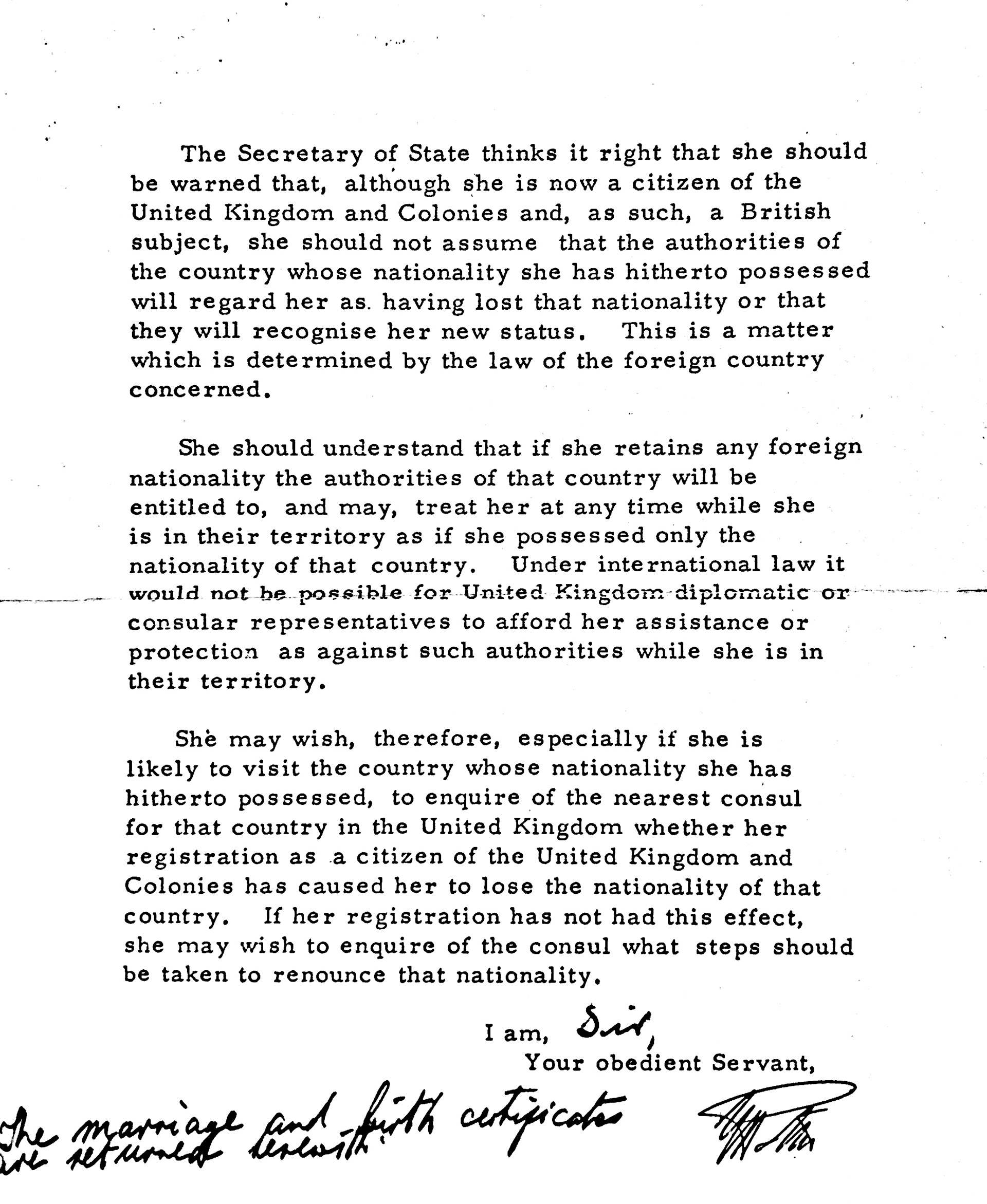 Citizenship Letter, 1967