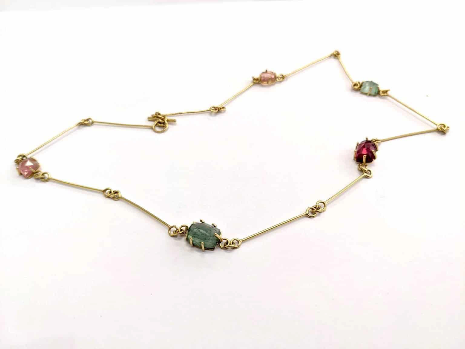 18ct gold and rose cut tourmaline necklace