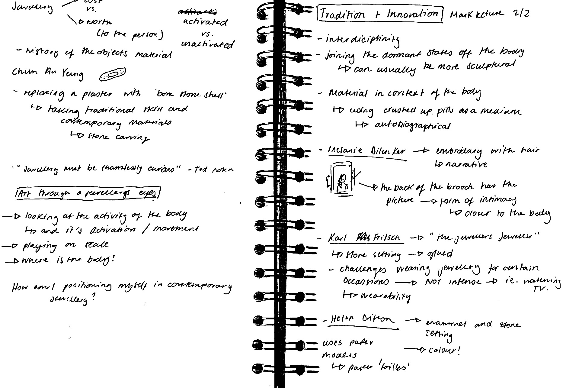 Mark jewellery session notes