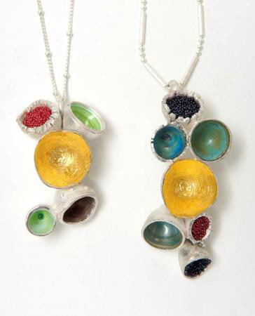 Sterling silver, 24ct Gold, enamel, mixed media