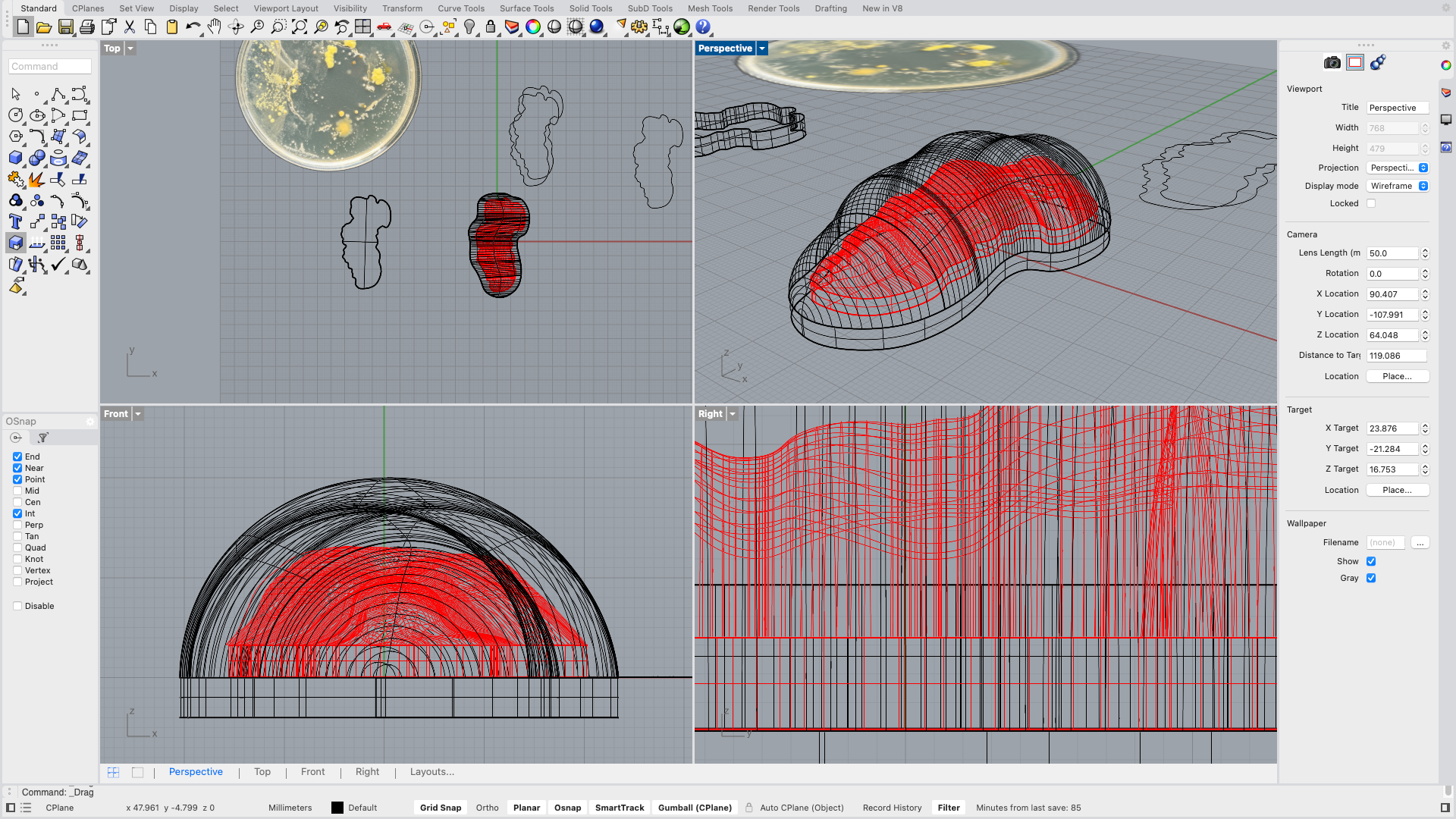Drawing around the object