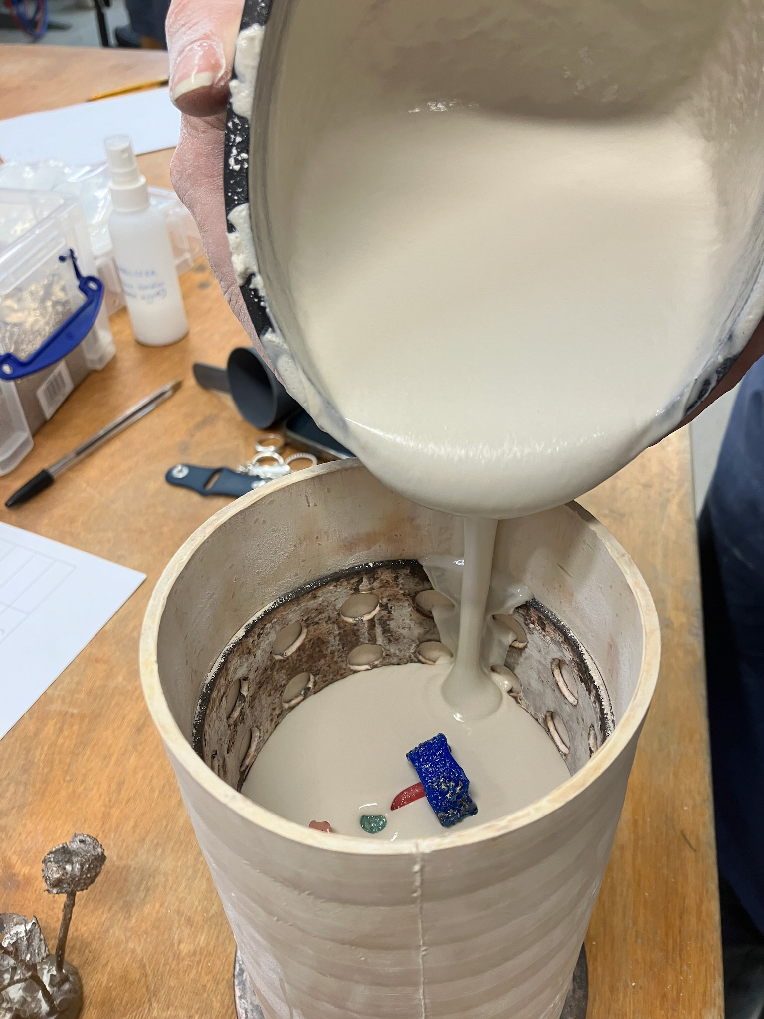 Pouring the plaster, Photo by Oonah Illingworth