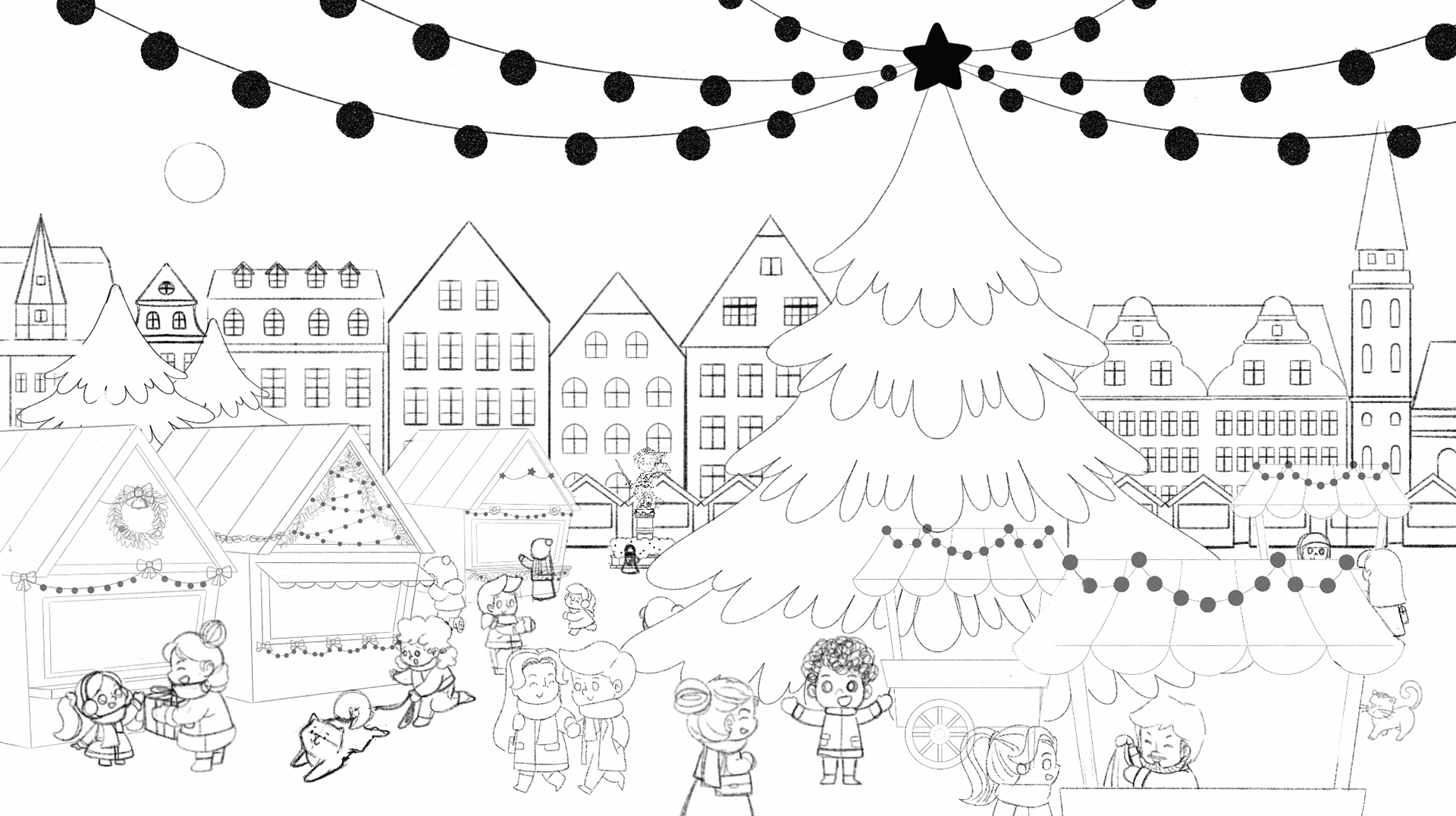 Römer Square Christmas Market Sketch