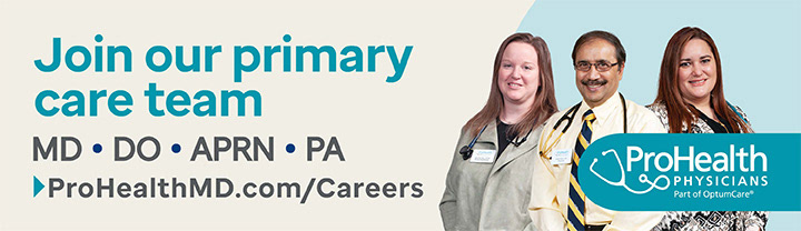 "Join Our Primary Care Team" digital billboard art. Features groups of newly hired clinicians.