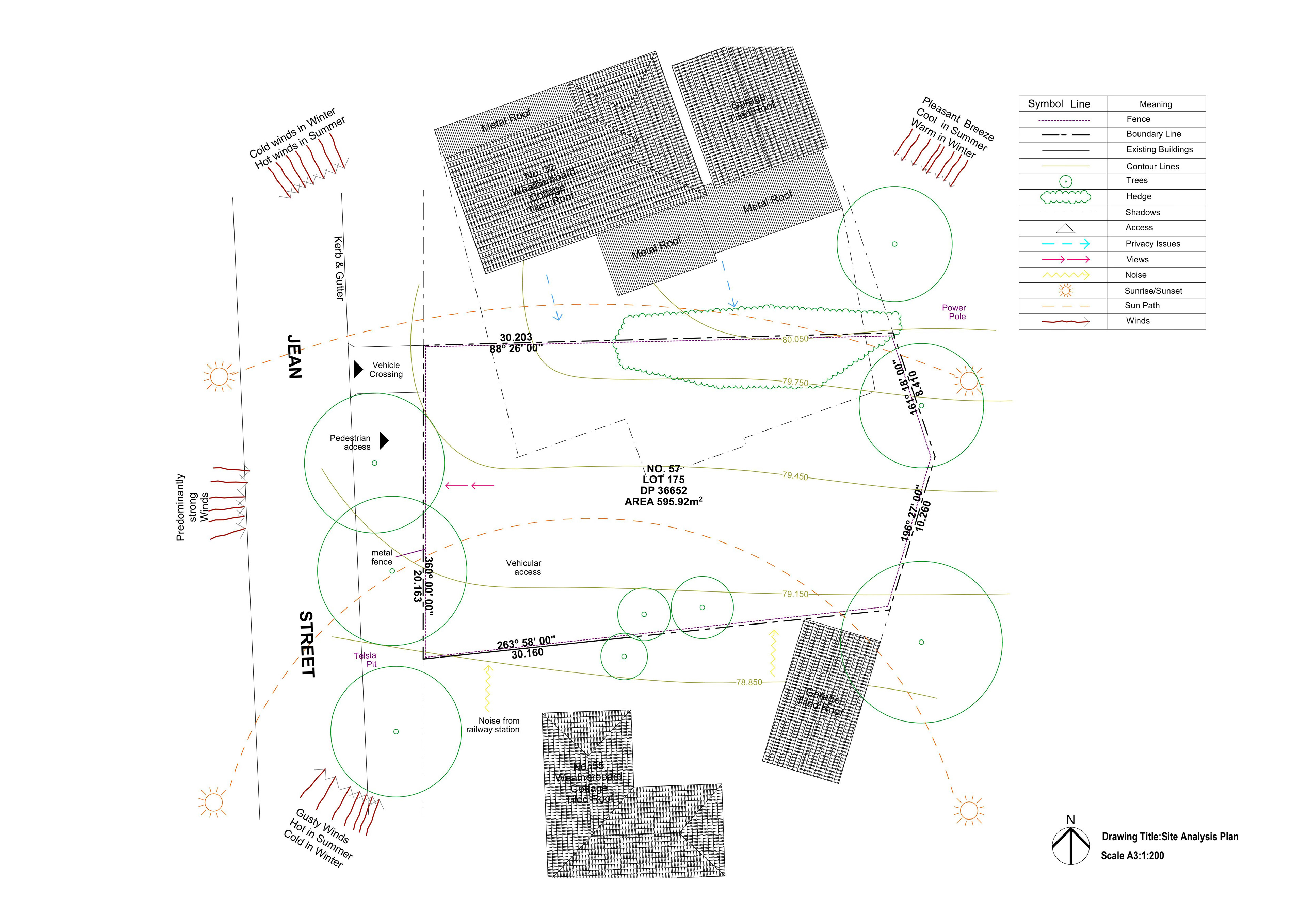 Site Analysis Plan - The building is set back to mitigate the overshadowing from the adjascent building