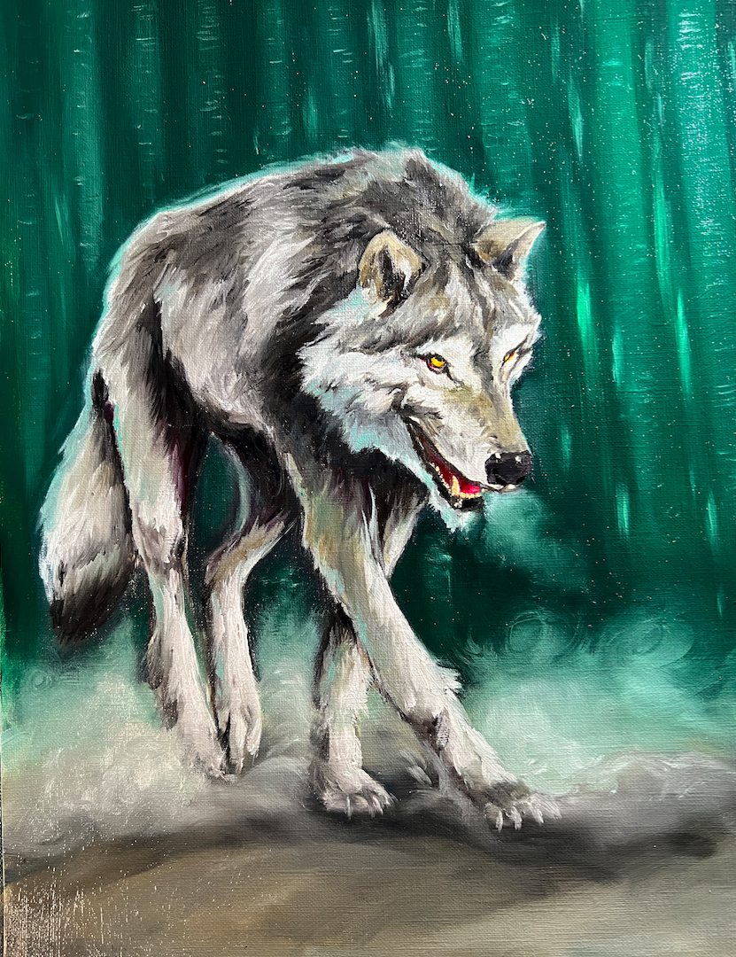 Jade Wolf - SOLD - 11x16 Canvas Stock