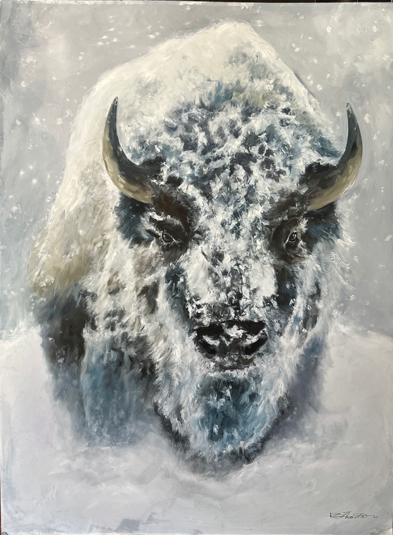 the Mighty Buffalo -SOLD - - 24x36 Artist Board