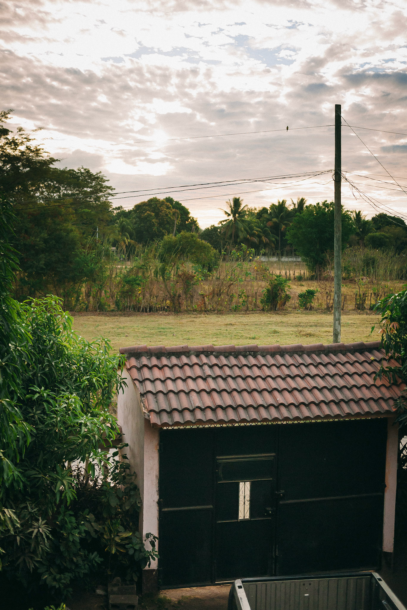 The entrance gate and field beyond.