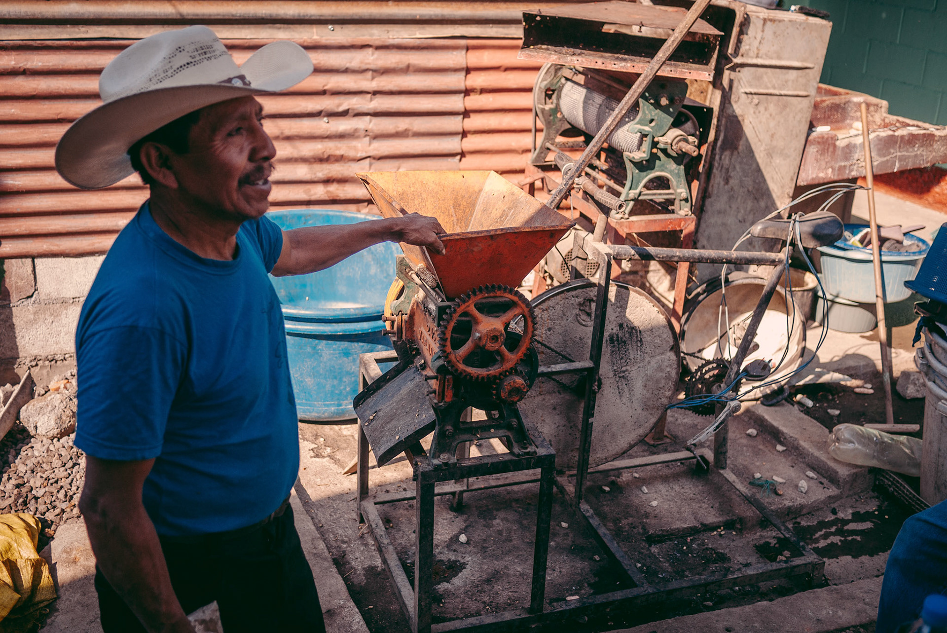 All of Don Filiberto's coffee harvest passes through this contraption.