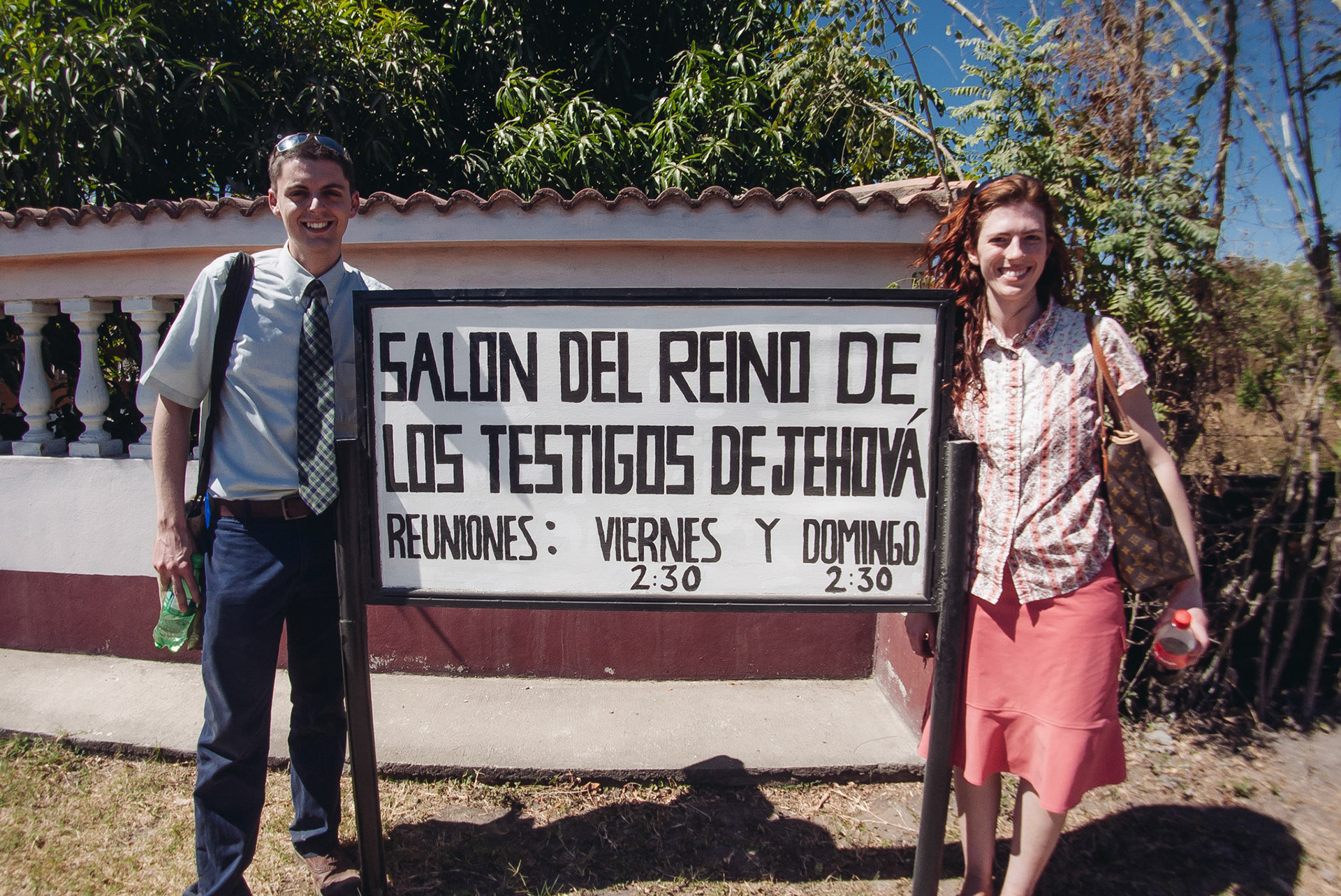 Jess and I returning to the Kingdom Hall (the Shaw's house) after our field service.