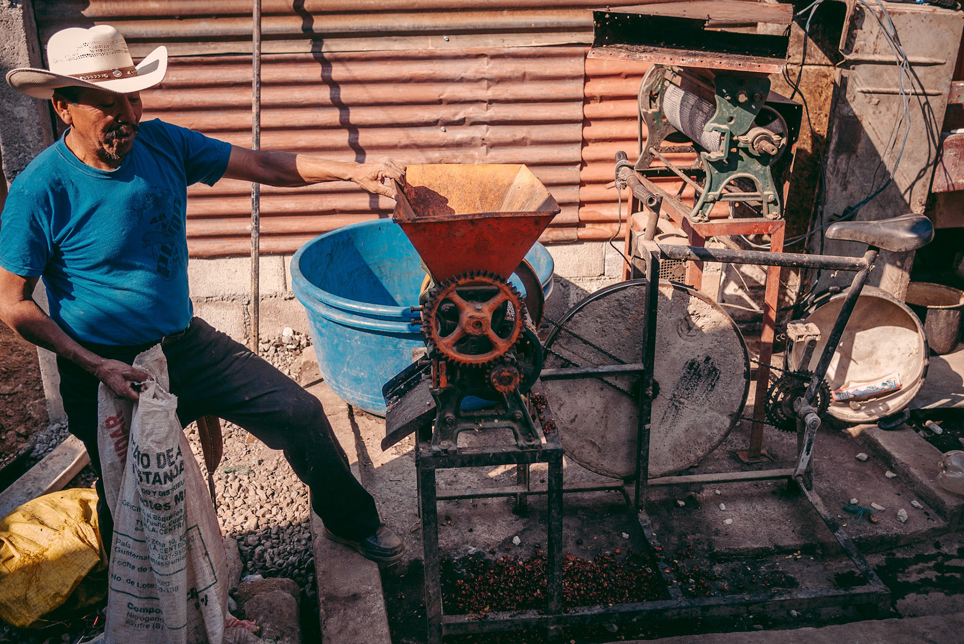 An elegant, if crude, tool for extracting the coffee beans from the raw fruit.