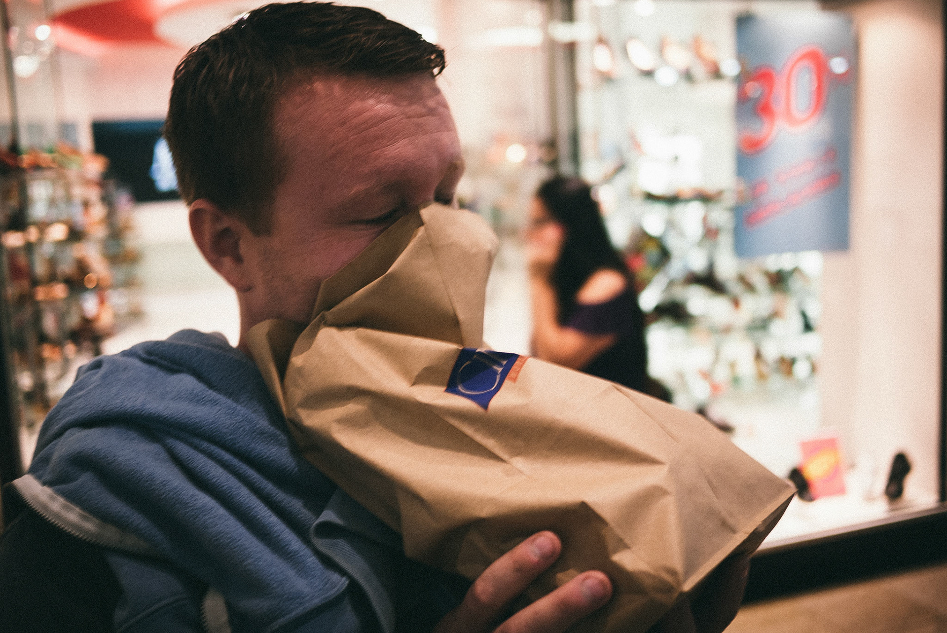 Nathan breathing in the rich Cinnabony goodness